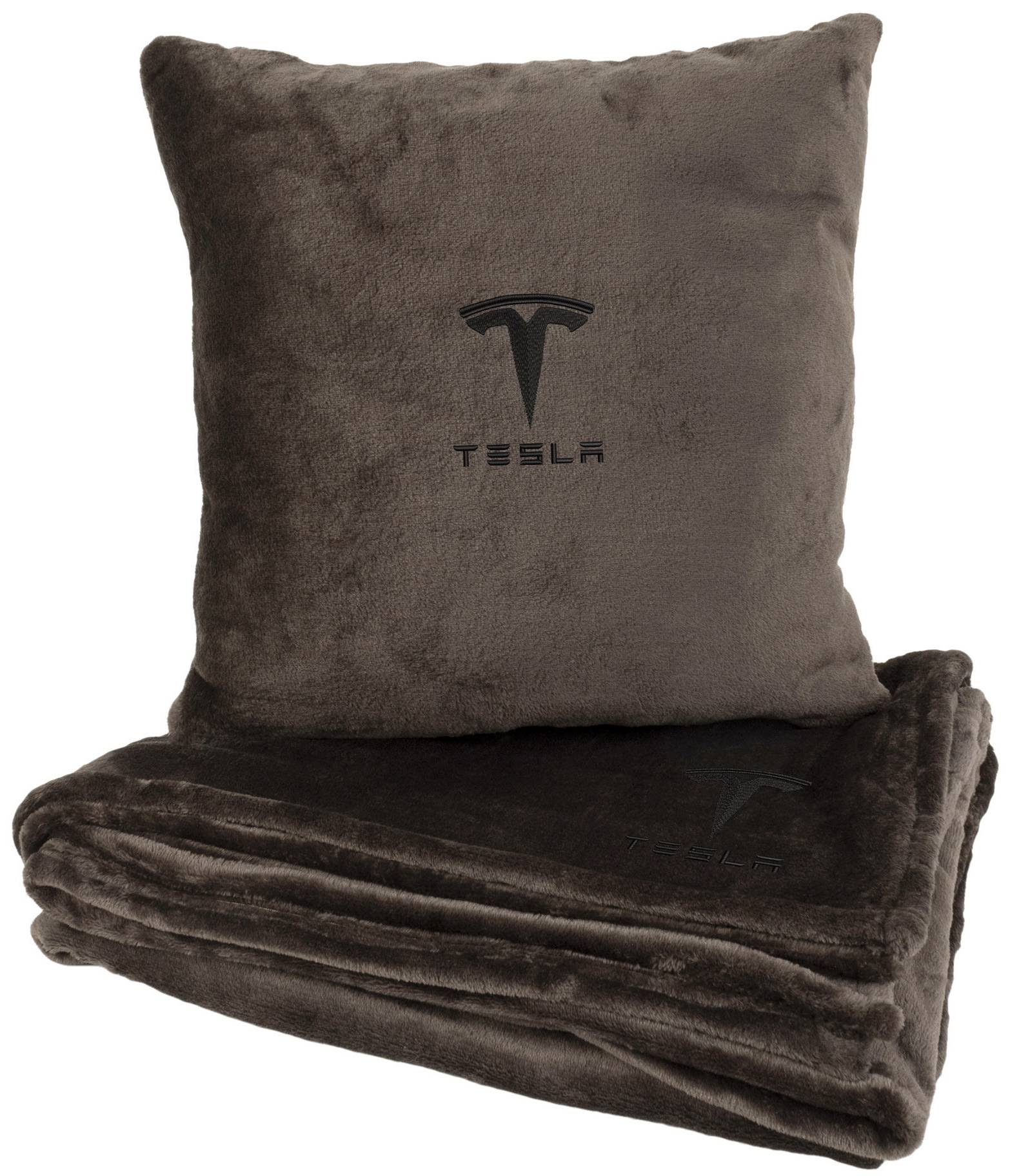 Набір плед + подушка в авто EVAtech M для Tesla коричневі MBLMPSMZV042 - Фото 1