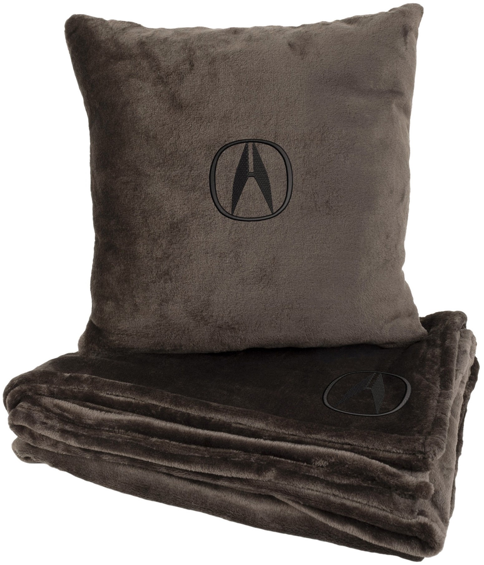 Набор плед + подушка в авто EVAtech из махры M для Acura коричневые MBLMPSMZV046 - Фото 1