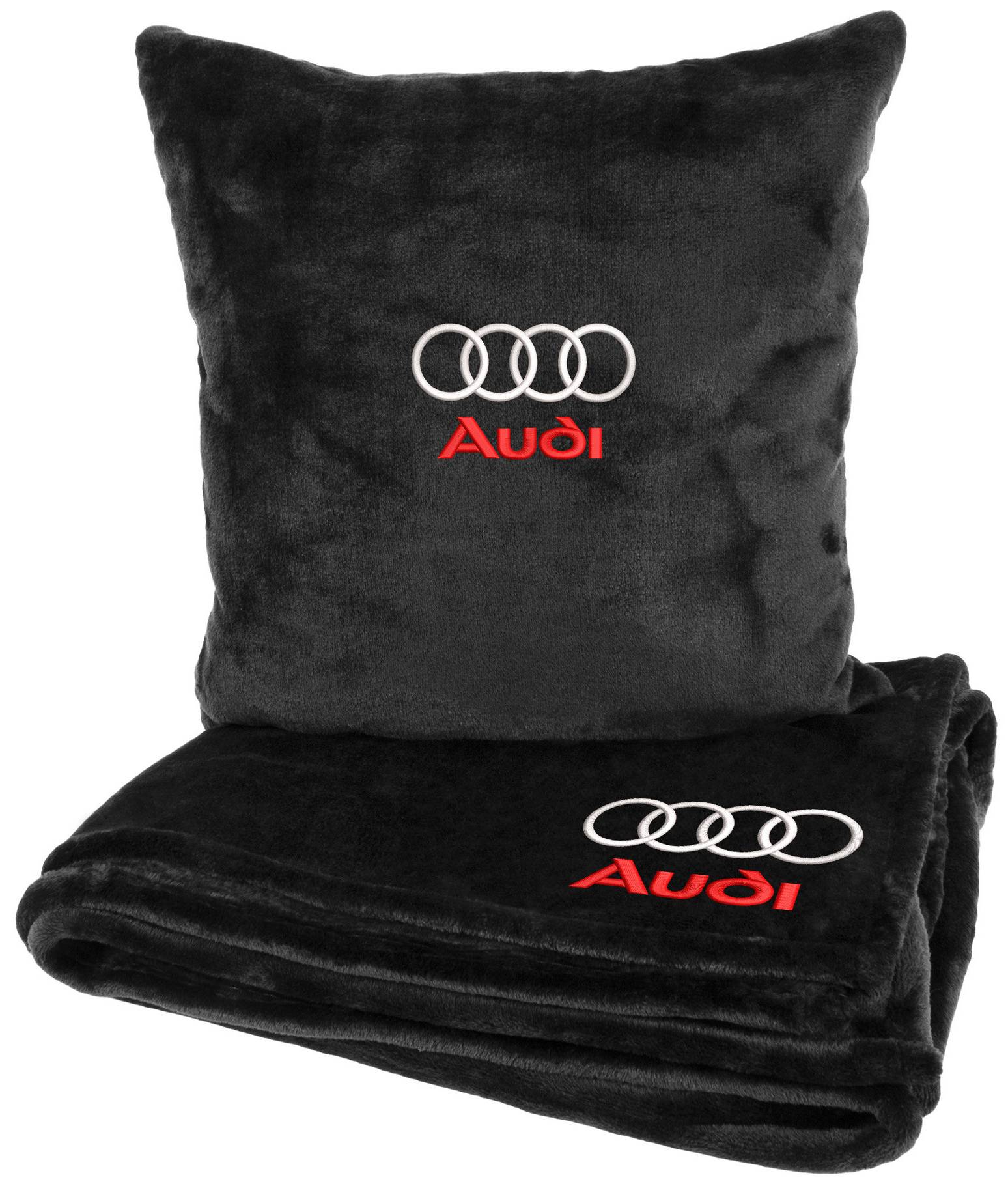 Набір плед + подушка в авто EVAtech S для Audi чорні MBLMPSSBV003 - Фото 1