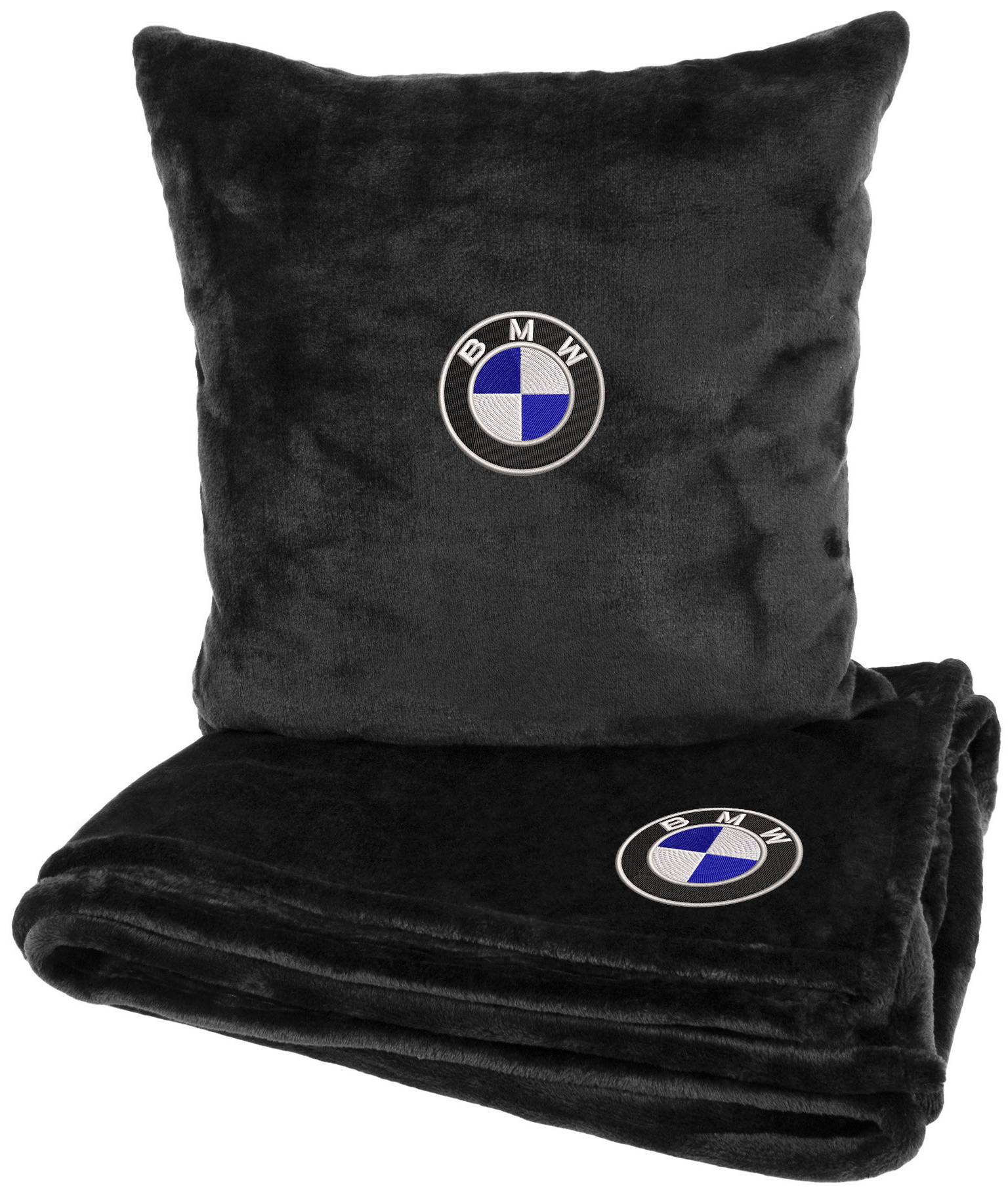 Набір плед + подушка в авто EVAtech S для BMW чорні MBLMPSSBV005 - Фото 1