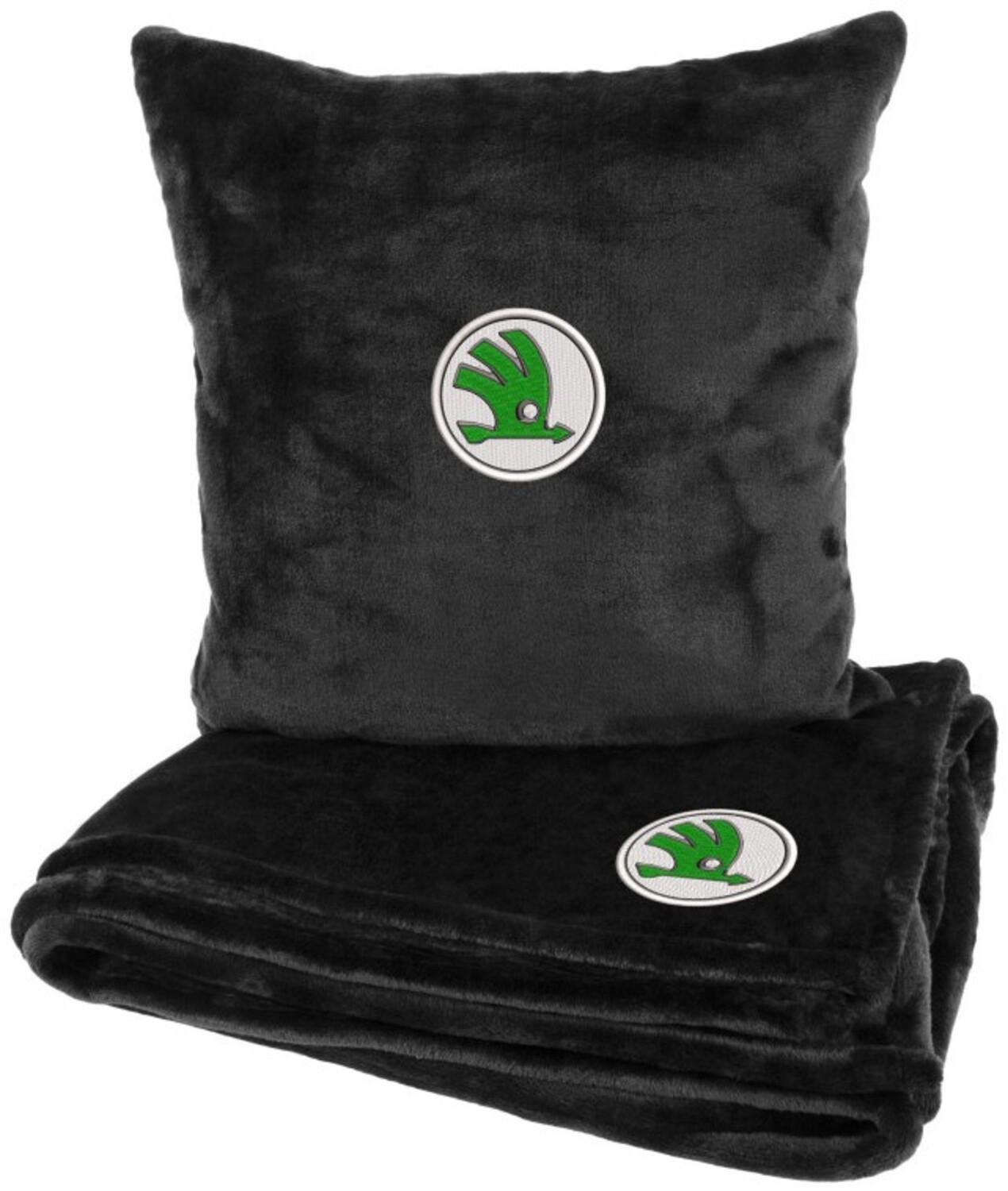 Купить Набор плед + подушка в авто EVAtech из махры S для Skoda Черные (MBLMPSSBV028) - Фото 1 Набор плед + подушка в авто EVAtech из махры S для Skoda Черные (MBLMPSSBV028) - Фото 1