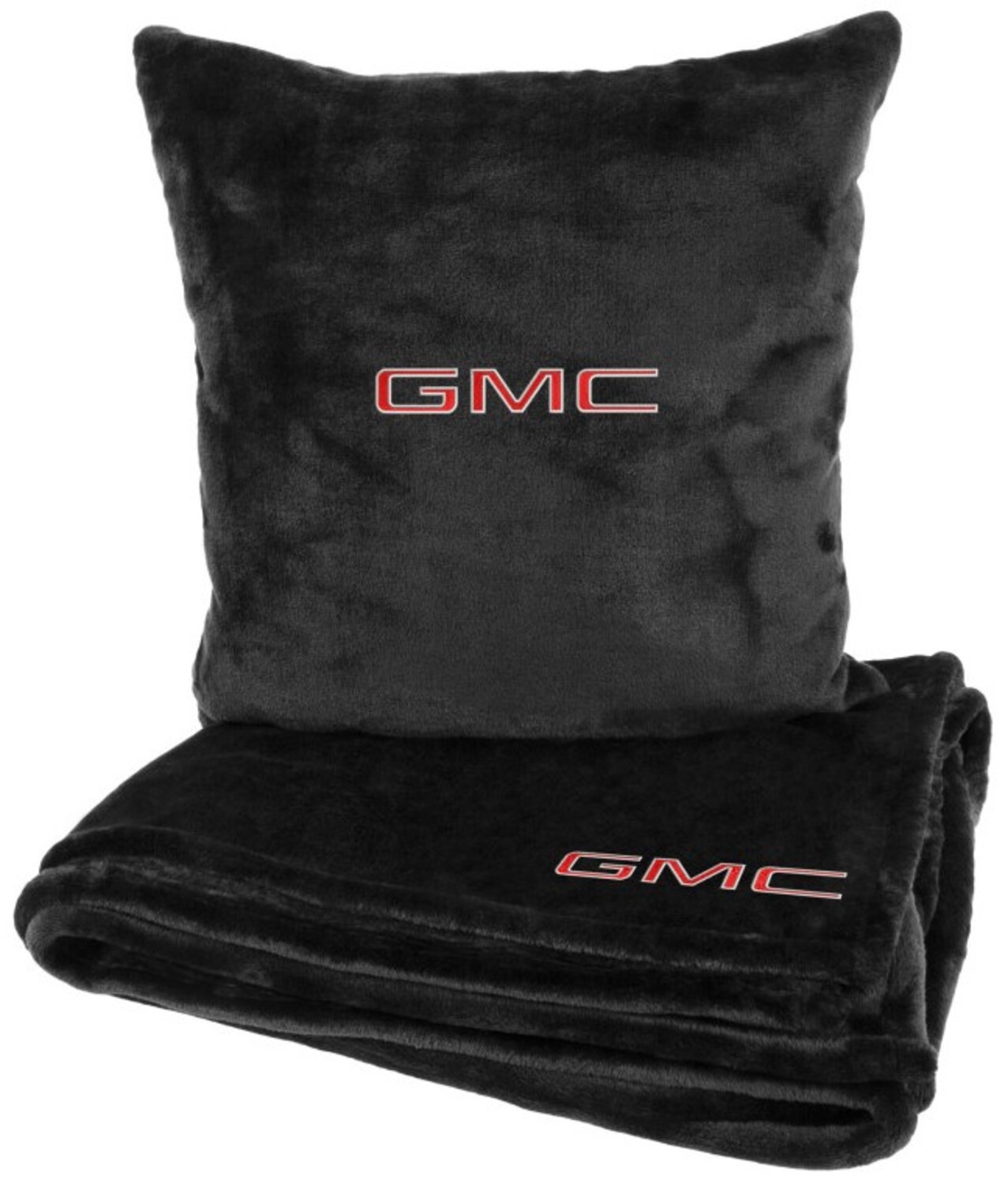 Набор плед + подушка в авто EVAtech из махры S для GMC Черные (MBLMPSSBV070) - Фото 1