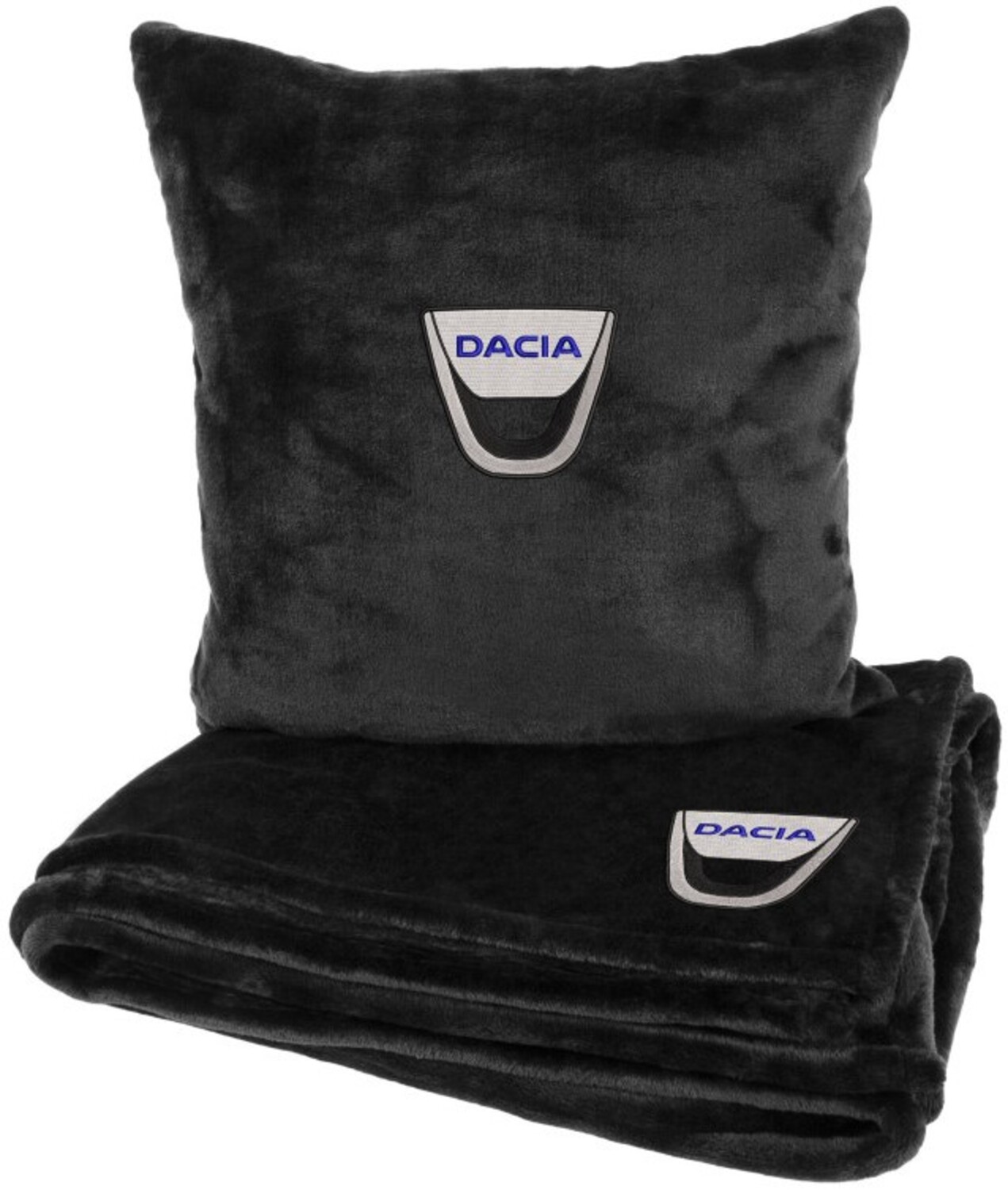 Набор плед + подушка в авто EVAtech из махры S для Dacia Черные (MBLMPSSBV073) - Фото 1