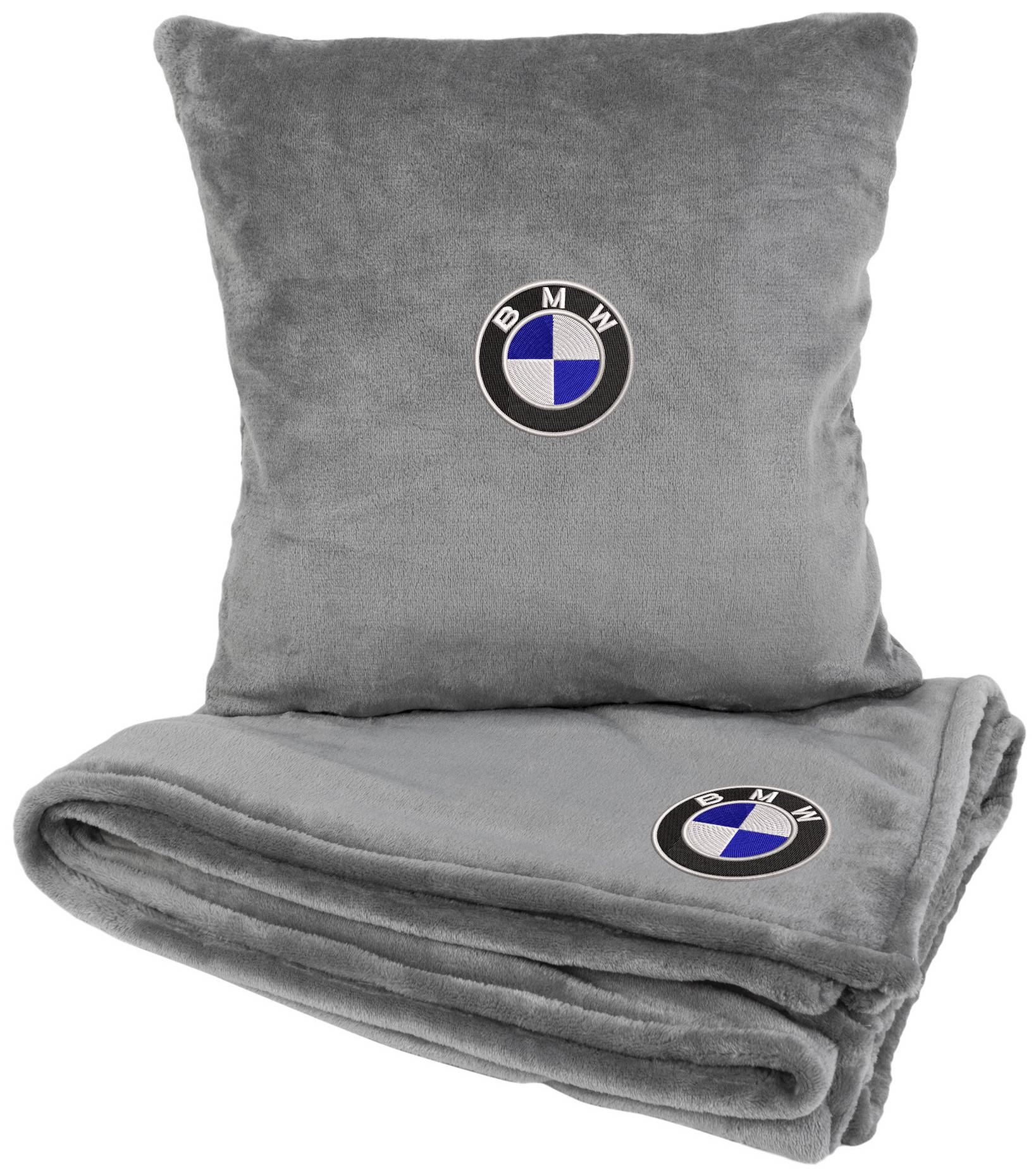 Набір плед + подушка в авто EVAtech S для BMW сірі MBLMPSSGV005 - Фото 1