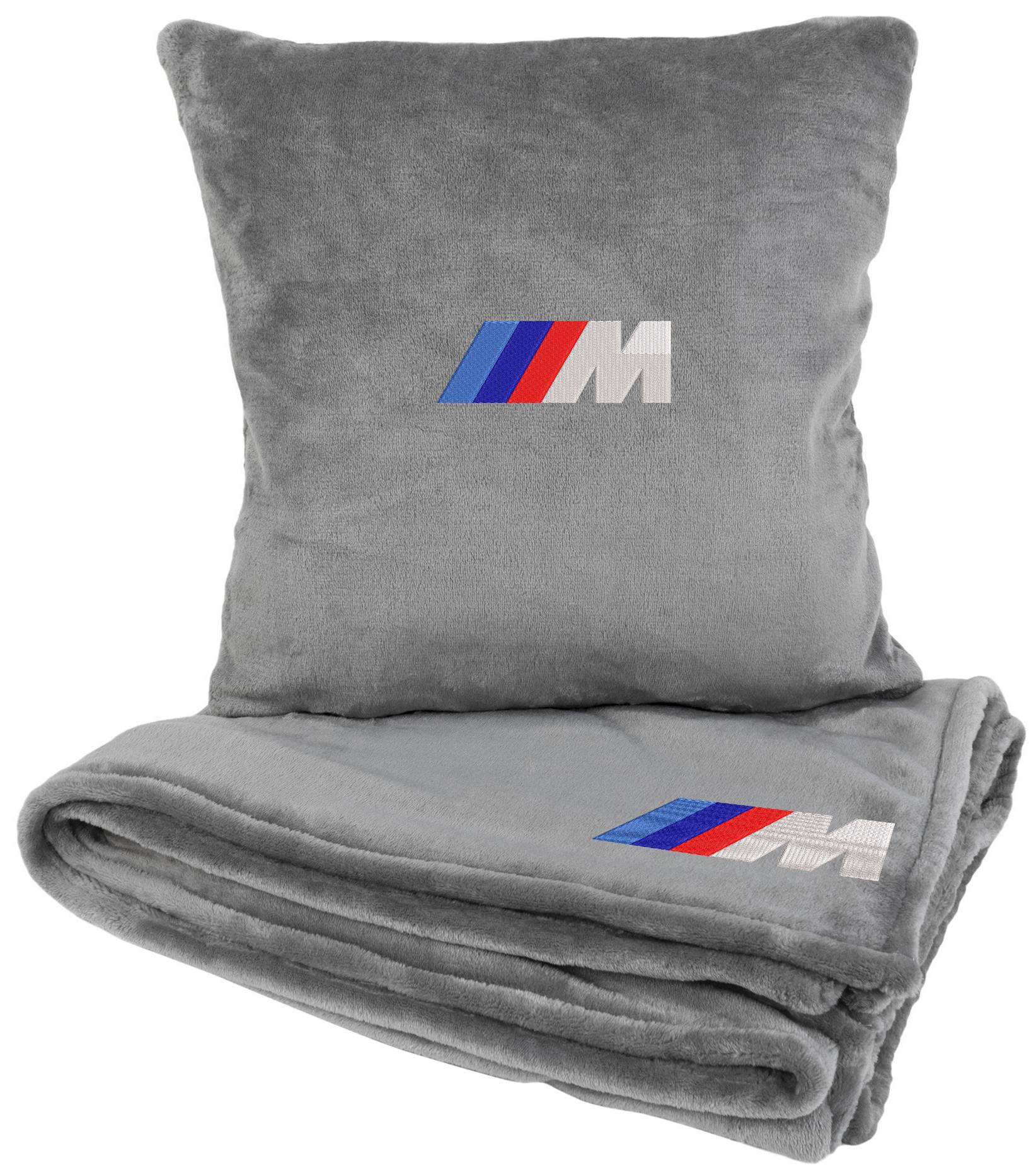 Набір плед + подушка в авто EVAtech S для BMW M сірі MBLMPSSGV006 - Фото 1