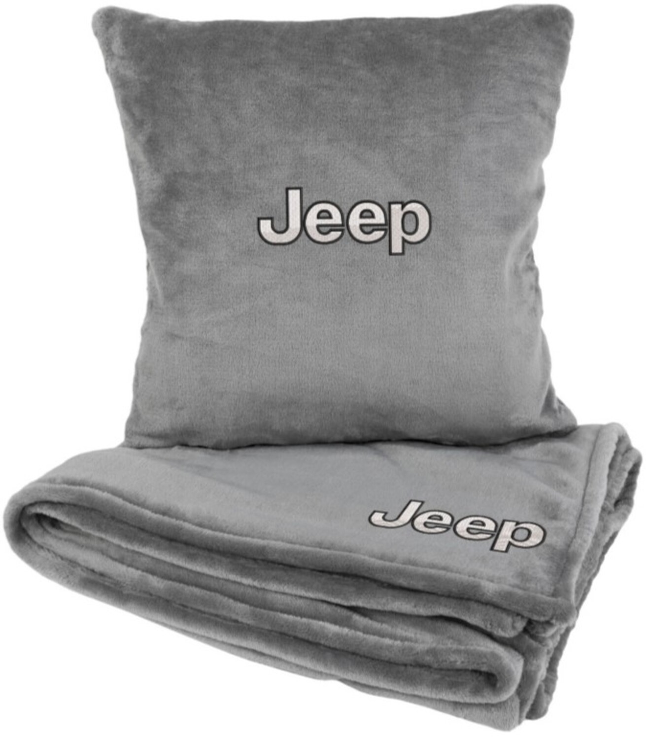 Набор плед + подушка в авто EVAtech из махры S для Jeep Серые (MBLMPSSGV014) - Фото 1