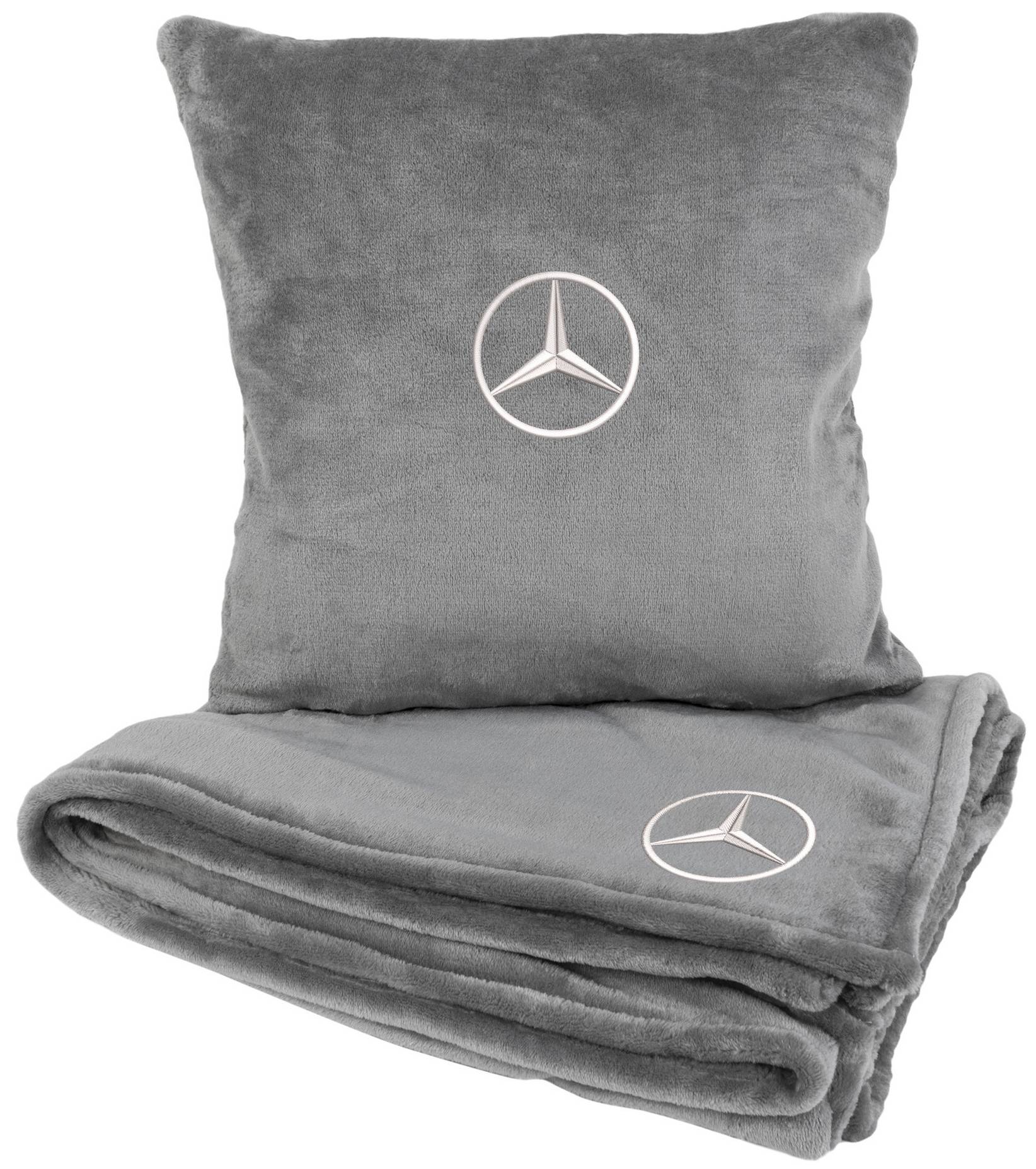 Набір плед + подушка в авто EVAtech S для Mercedes-Benz сірі MBLMPSSGV016 - Фото 1