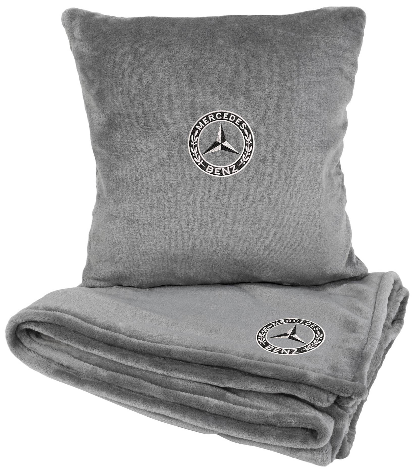 Набір плед + подушка в авто EVAtech S для Mercedes-Benz сірі MBLMPSSGV017 - Фото 1