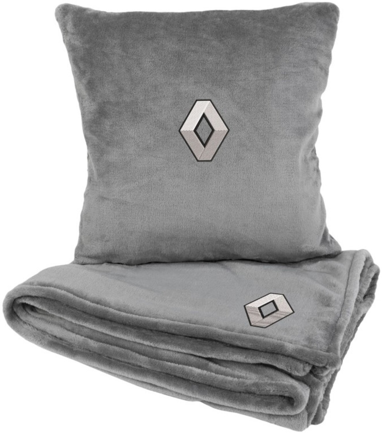 Набор плед + подушка в авто EVAtech из махры S для Renault Серые (MBLMPSSGV025) - Фото 1