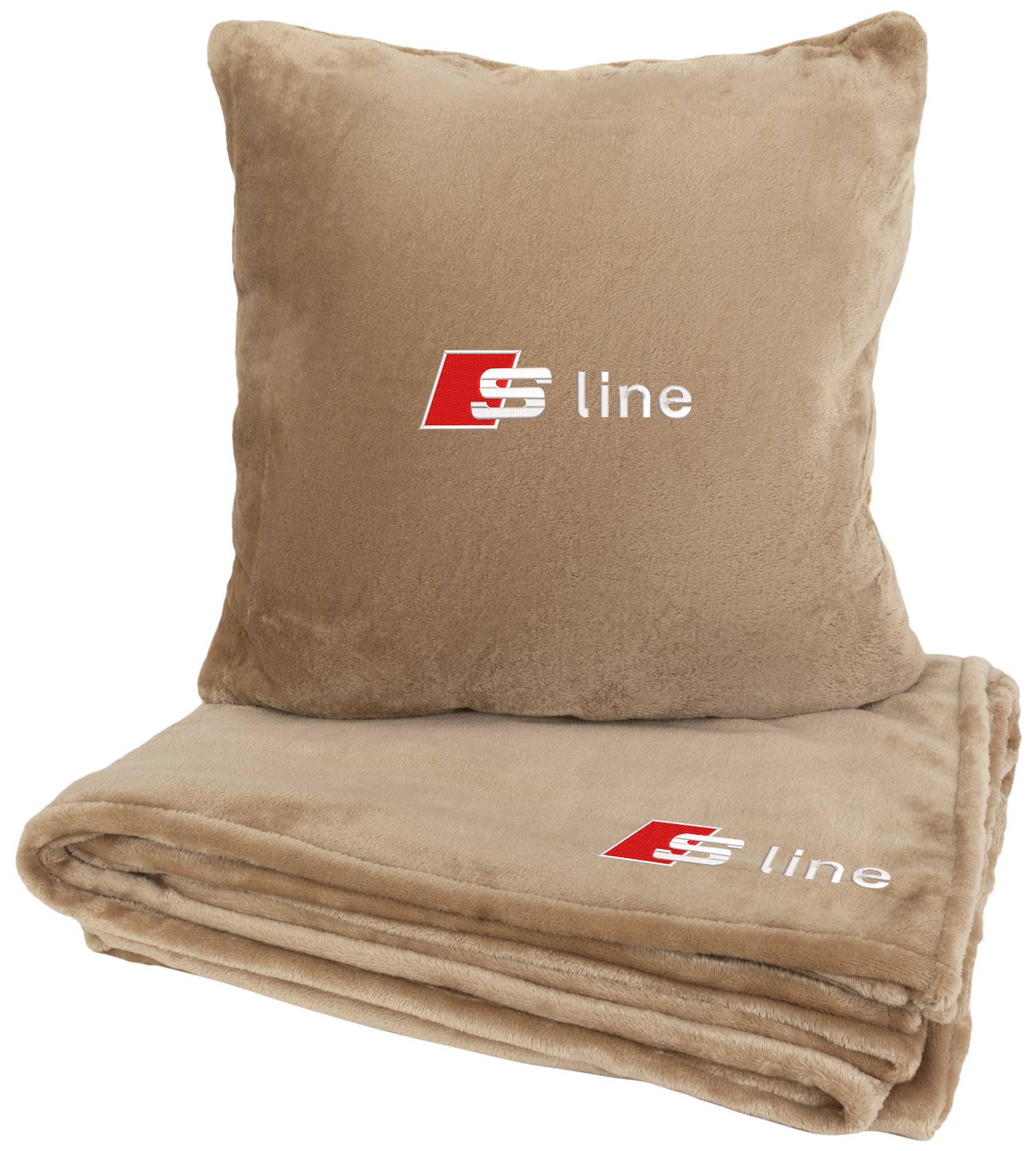 Набір плед + подушка в авто EVAtech S для Audi S-Line бежеві MBLMPSSIV004 - Фото 1