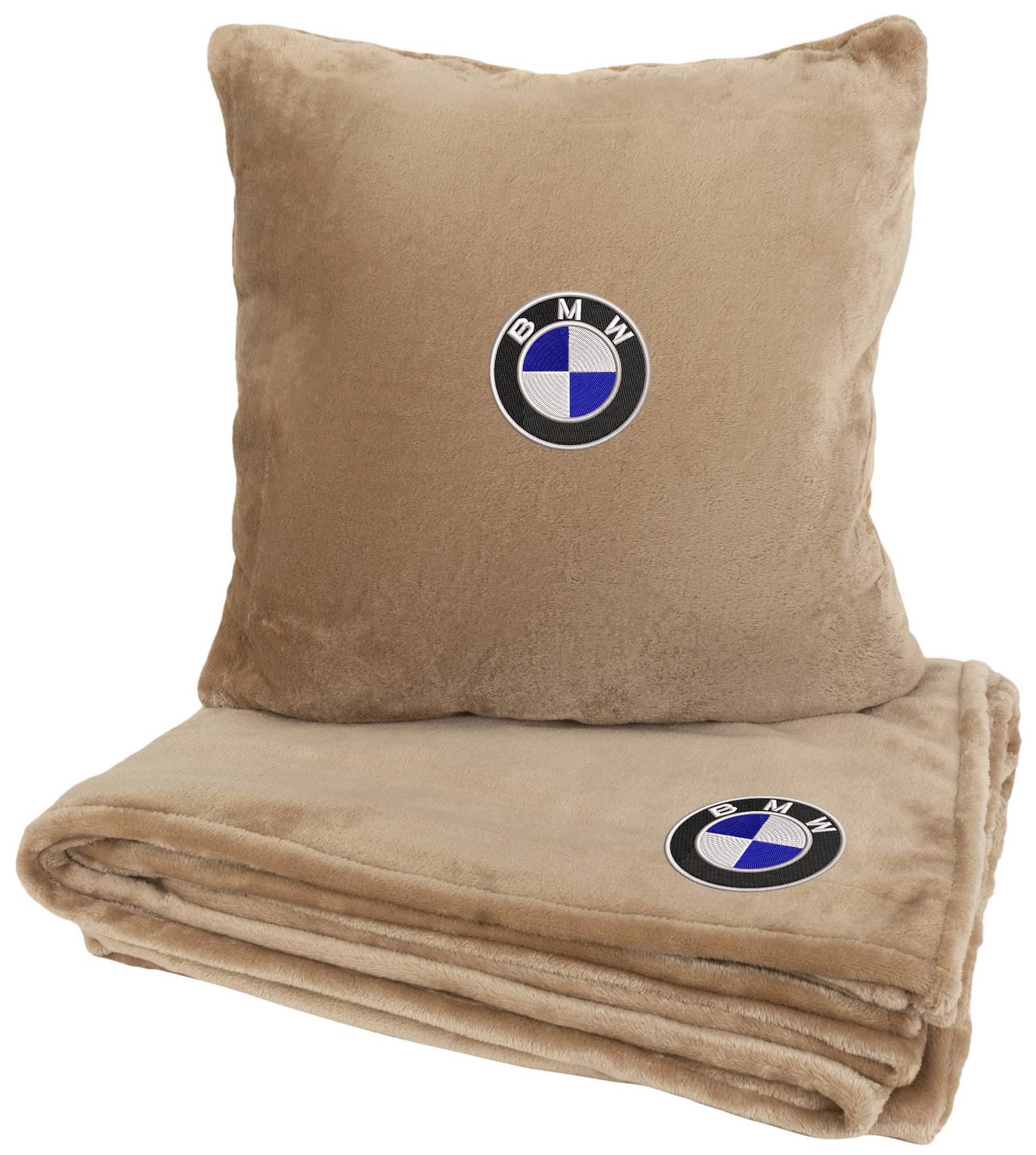 Набір плед + подушка в авто EVAtech S для BMW бежеві MBLMPSSIV005 - Фото 1