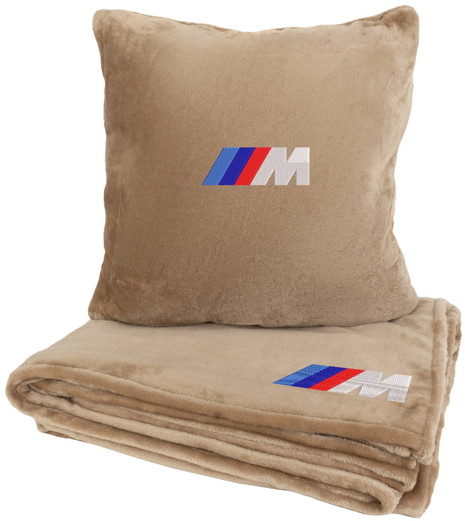 Набір плед + подушка в авто EVAtech S для BMW M бежеві MBLMPSSIV006 - Фото 1