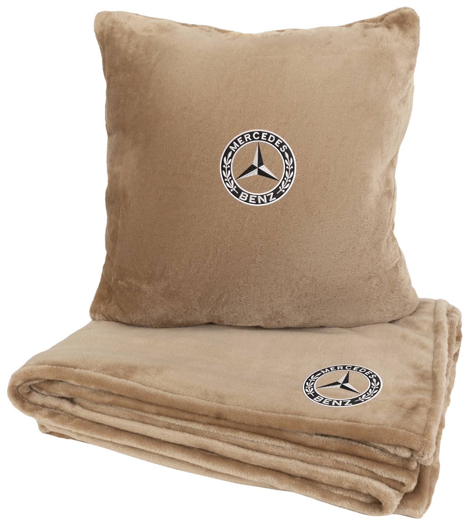 Набір плед + подушка в авто EVAtech S для Mercedes-Benz бежеві MBLMPSSIV017 - Фото 1