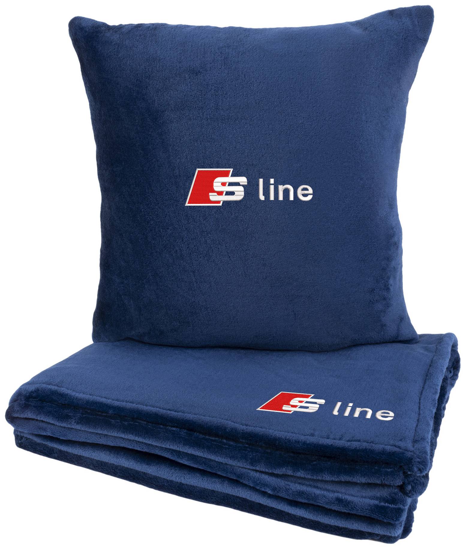 Набір плед + подушка в авто EVAtech S для Audi S-Line сині MBLMPSSLV004 - Фото 1
