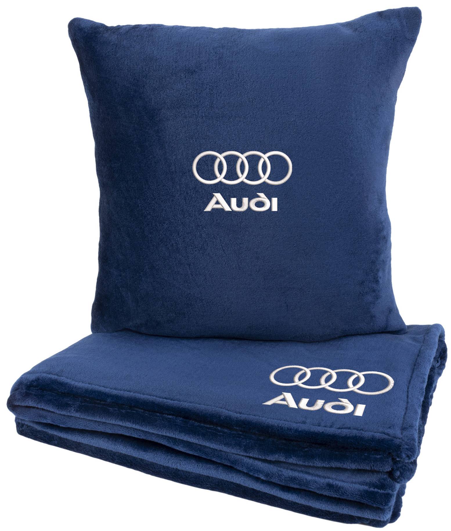 Набор плед + подушка в авто EVAtech S для Audi синие MBLMPSSLV095 - Фото 1