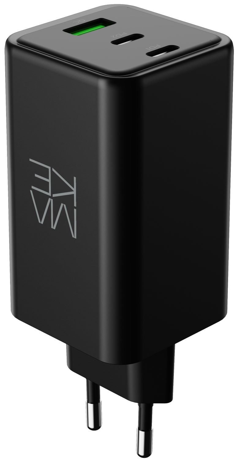 Сетевое зарядное устройство MAKE 100W GaN 2xPD + QC3.0 Black (MCW-10031GBK) - Фото 1