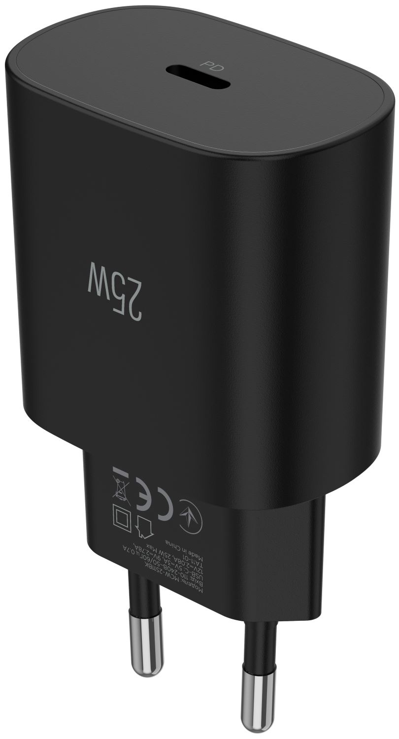 Сетевое зарядное устройство MAKE 25W GaN PD Black (MCW-2511BK) - Фото 1