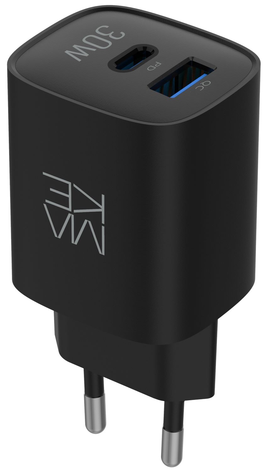 Сетевое зарядное устройство MAKE 30W GaN PD + QC3.0  Black (MCW-3021GBK) - Фото 1