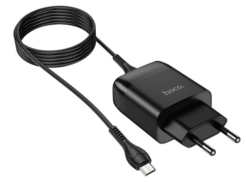 Сетевое зарядное устройство HOCO C72Q QC3.0 charger set(Micro) 18W Black (6931474732521) - Фото 1