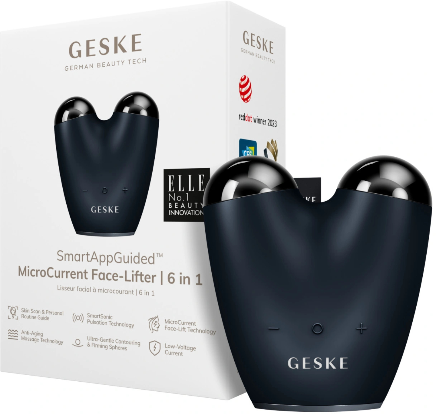 Микротоковая ручка для подтяжки лица GESKE MicroCurrent Face-Lifter 6 в 1 черный (GK000015BK01) - Фото 1