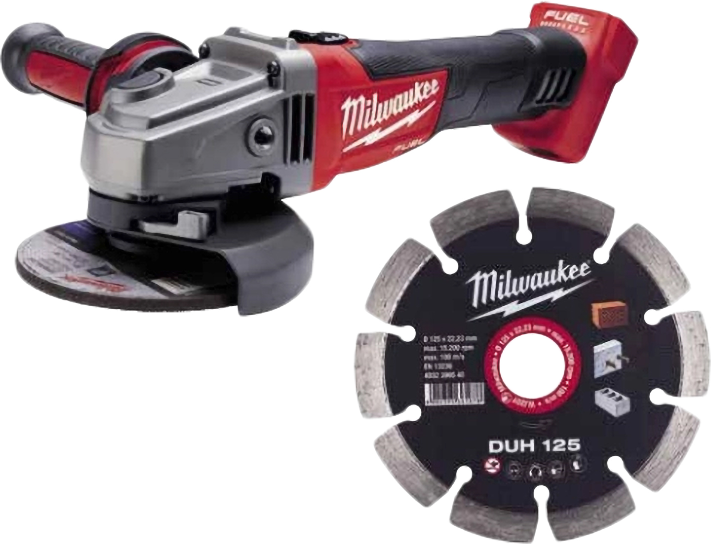 Болгарка Milwaukee M18 FSAG125X-0 125мм + Диск алмазний DUH 125 125мм 10 шт. (4932479674) - Фото 1