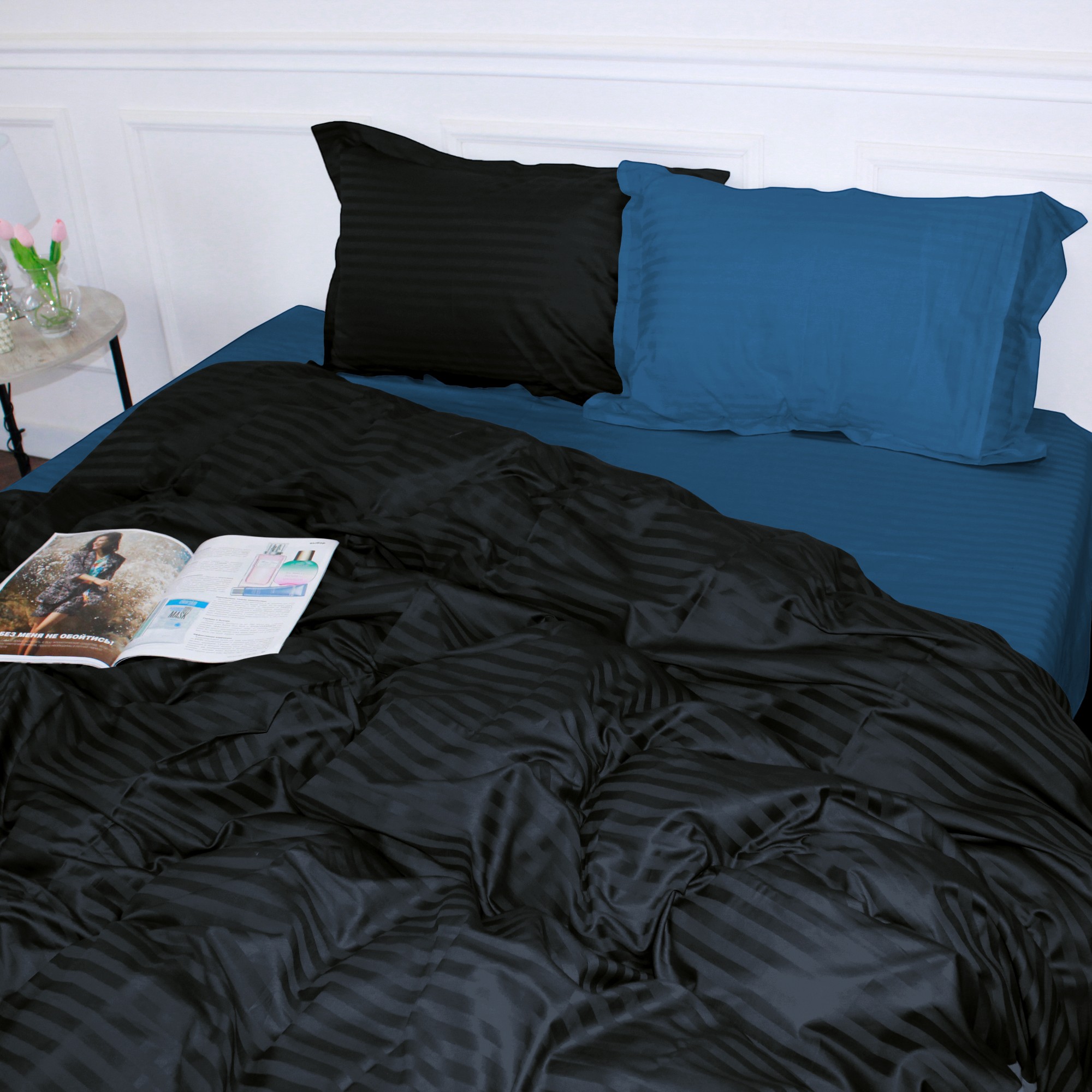 Комплект постільної білизни дитячий MirSon Satin Stripe 30-0021 + 30-0019 Minhvan 110х140 (2200005247457) - Фото 1