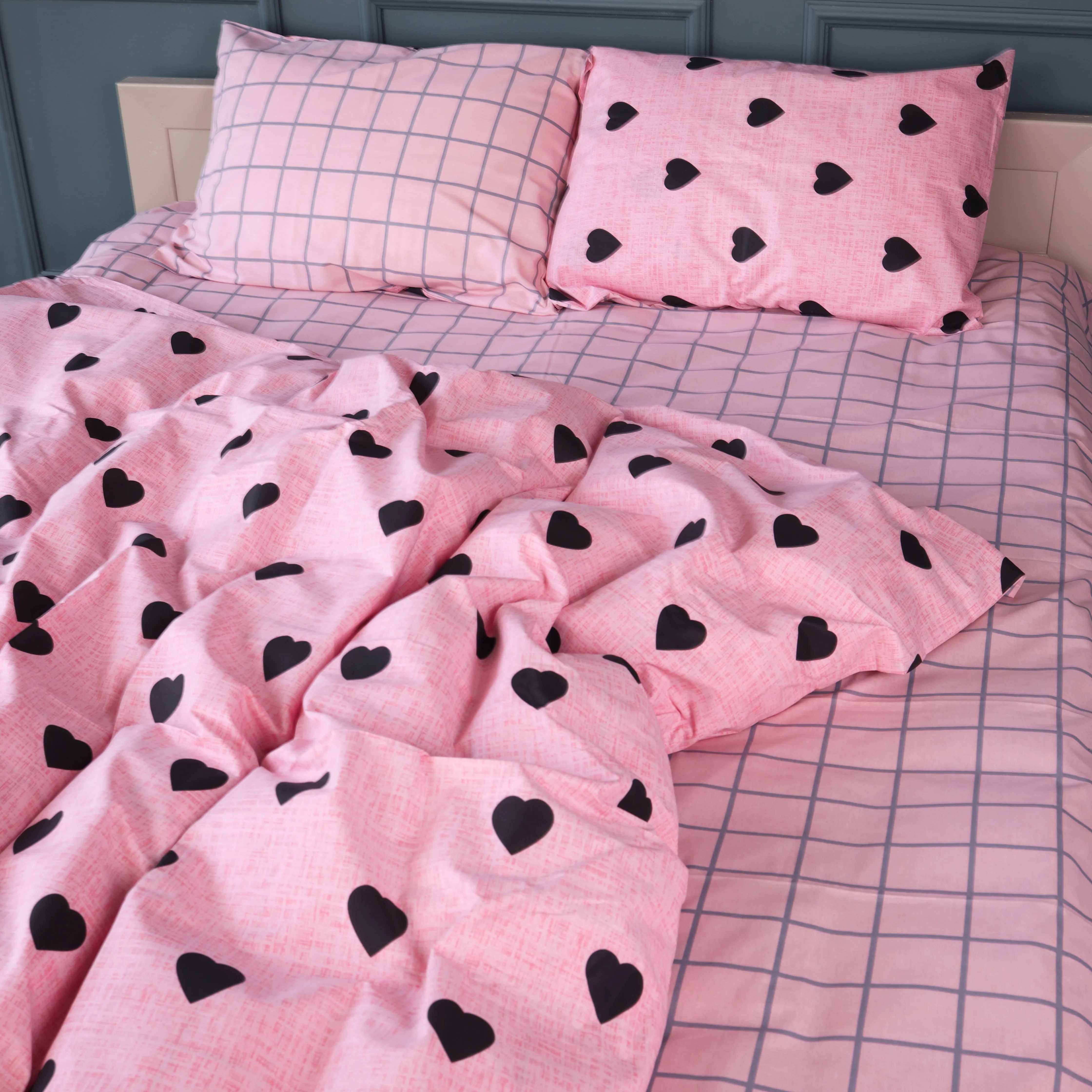 Комплект постільної білизни MirSon 143х210 см 17-0839 Hearts  and  Grid Бязь (2200011632957) - Фото 1