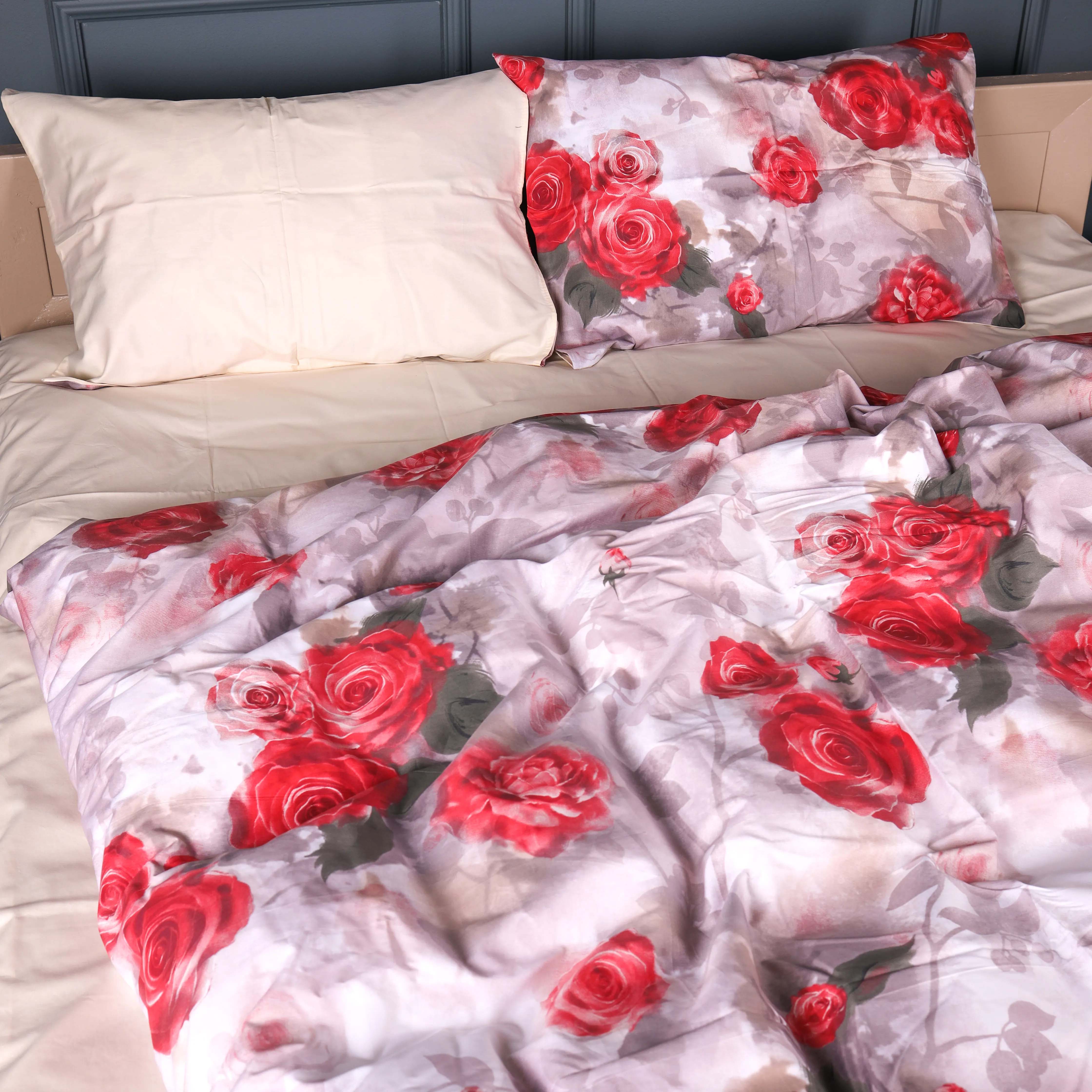 Комплект постільної білизни MirSon 143х210 см 22-1438 Royal Red Roses Сатин (2200012405543) - Фото 1