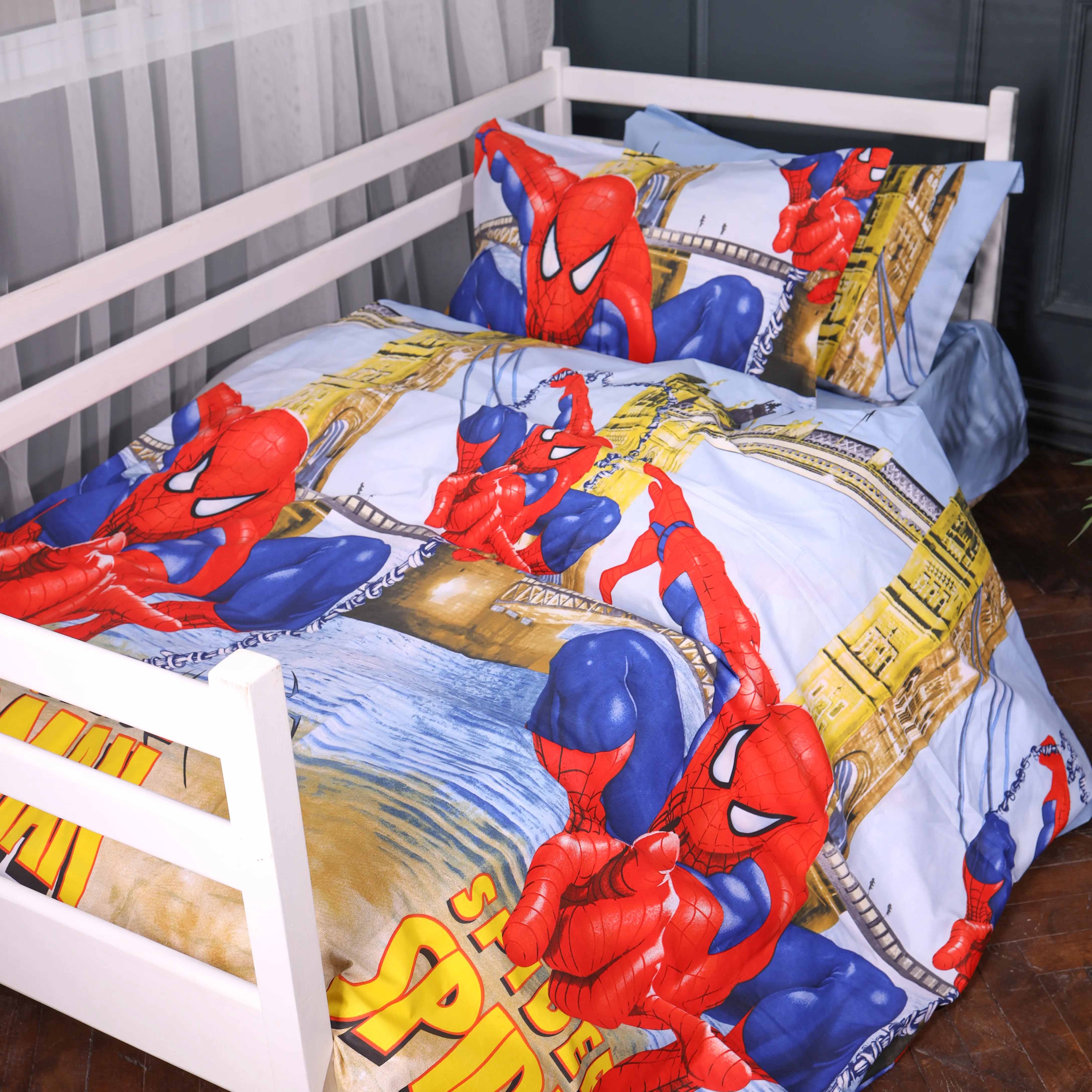 Комплект постільної білизни MirSon 143х210 см Kids Time 17-0890 Spider-Man City Light Бязь (2200012389348) - Фото 1