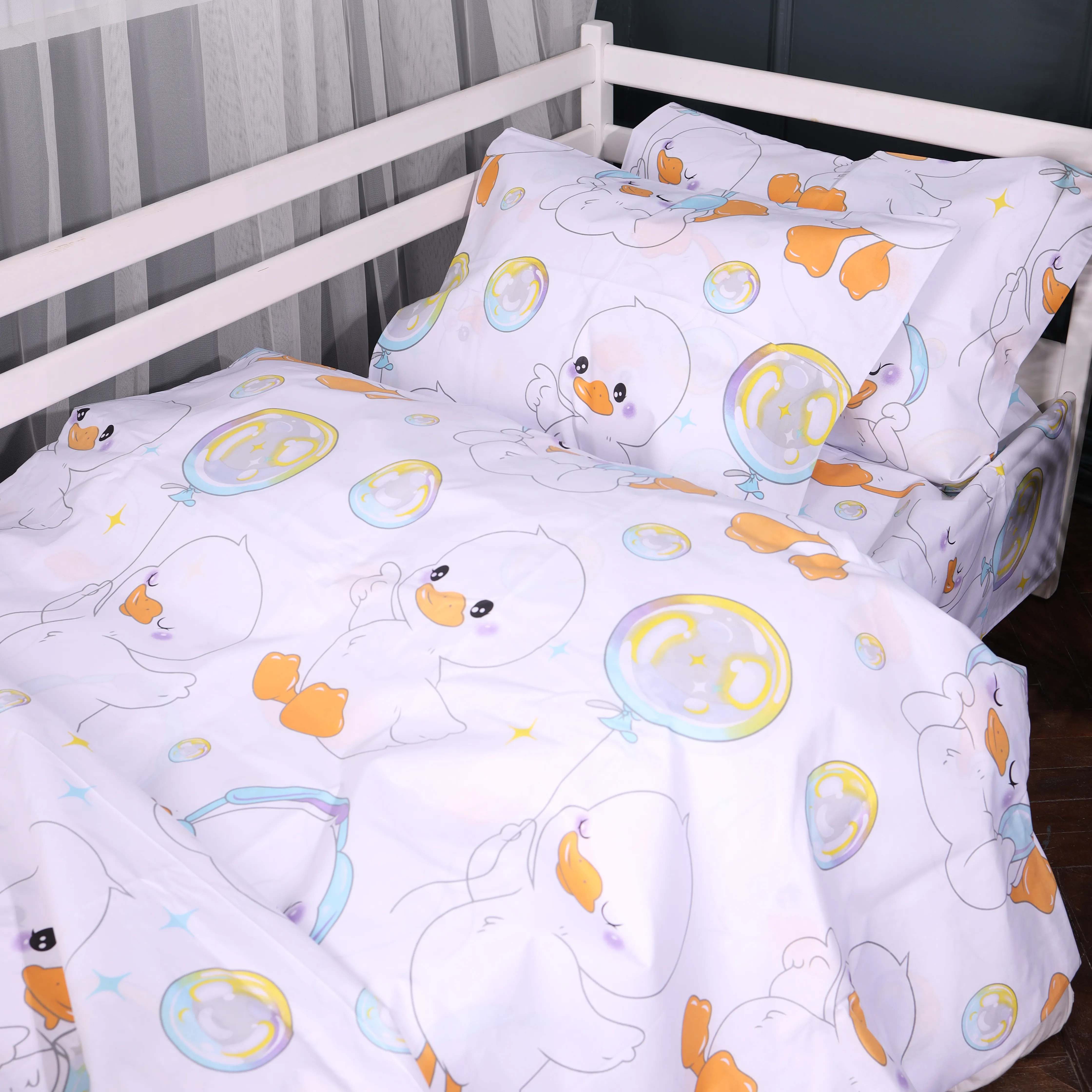 Комплект постільної білизни MirSon 143х210 см 17-0895 Baby Ducks white Бязь (2200012392843) - Фото 1