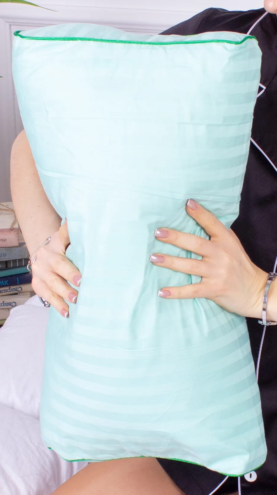 Подушка ортопедична MirSon №4189 Satin Stripe 30-0013 Azure KIDDY (2200006424031) - Фото 1