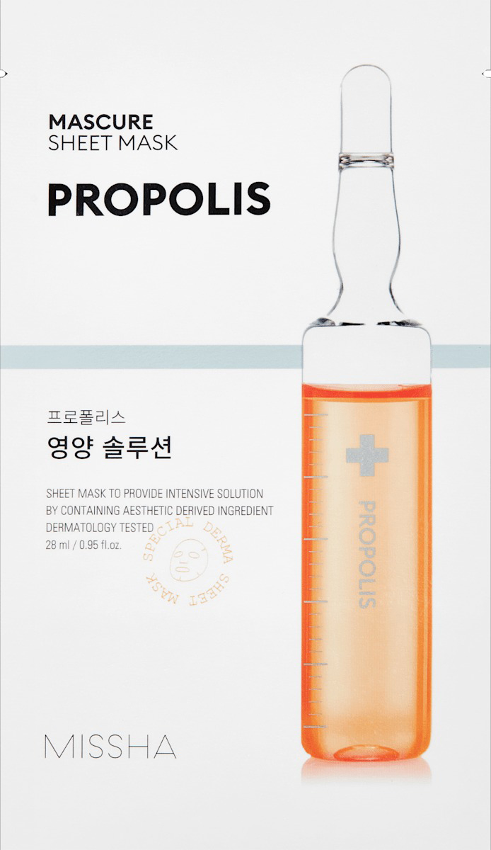 Маска для обличчя Missha Mascure Solution PROPOLIS, 27 мл (8809747963621) - Фото 1