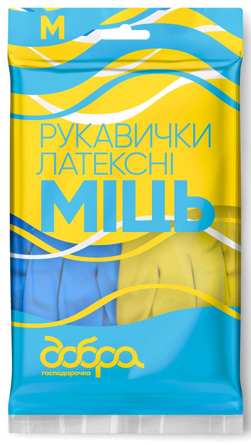 Перчатки латексные Добра господарочка МОЩЬ размер М (4820086523745) - Фото 1