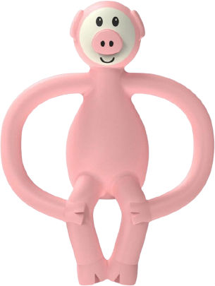 Прорезыватель Matchstick Monkey Свинка, светло-розовый 11 см (MM-PG-001) - Фото 1