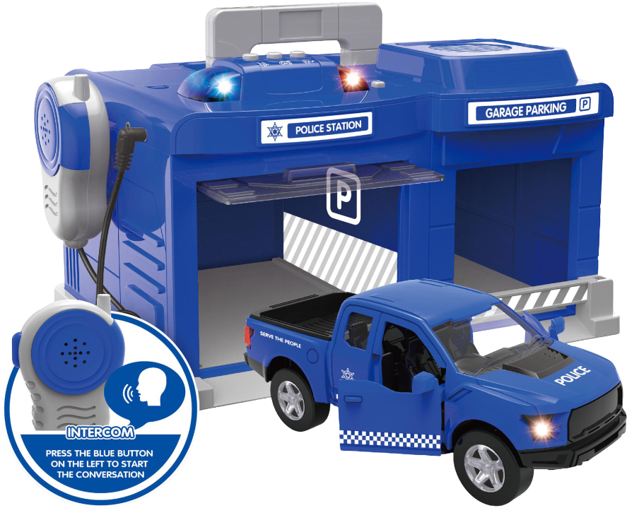 Игровой набор CHENGMEI TOYS гараж с металлической полицейской машинкой (свет, звук) (CLM-556) - Фото 1