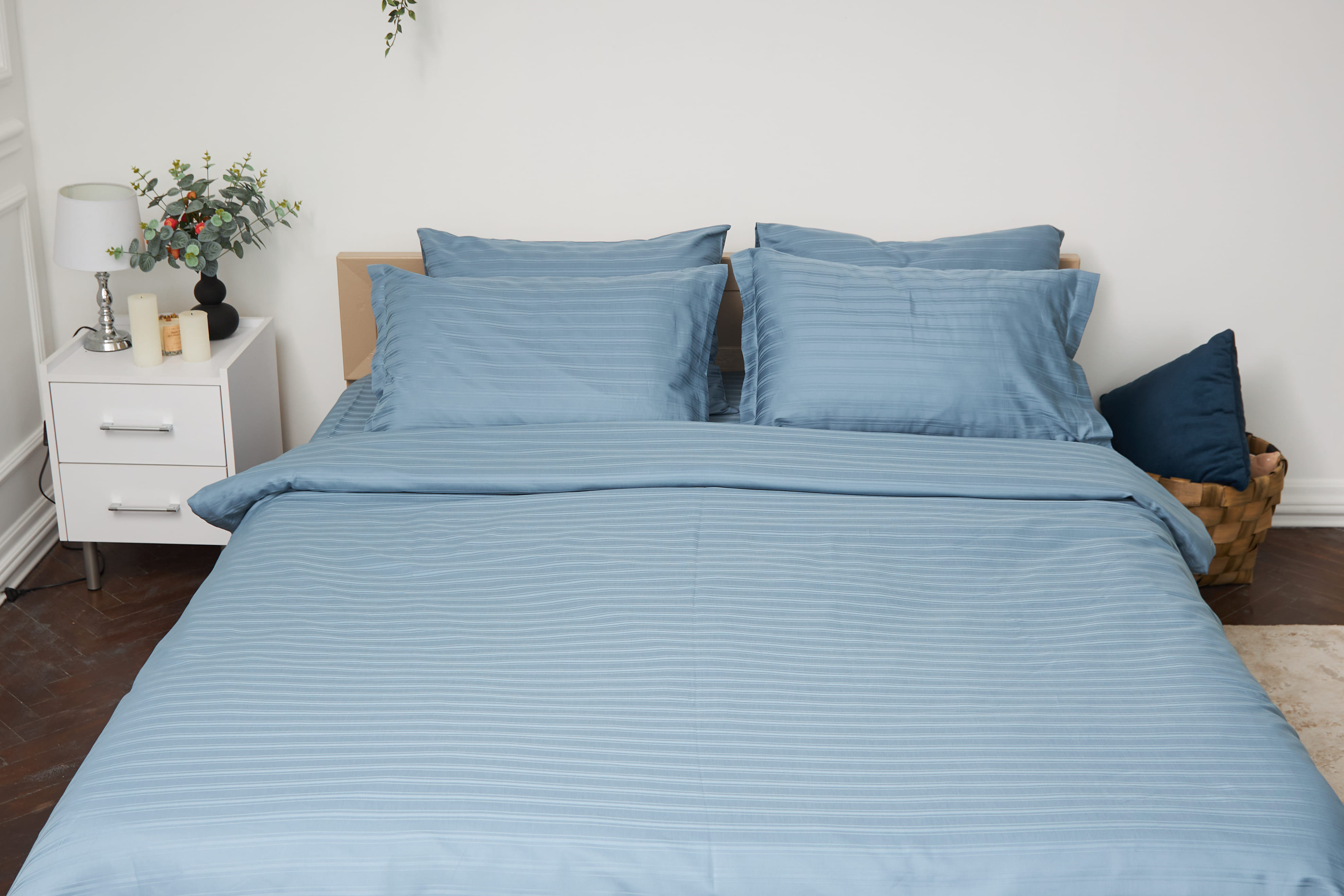 Комплект постельного белья детский Moon&Star 110х140 нав. 2х40х40 Ultramarine Satin Stripe (MS-830000192) - Фото 1