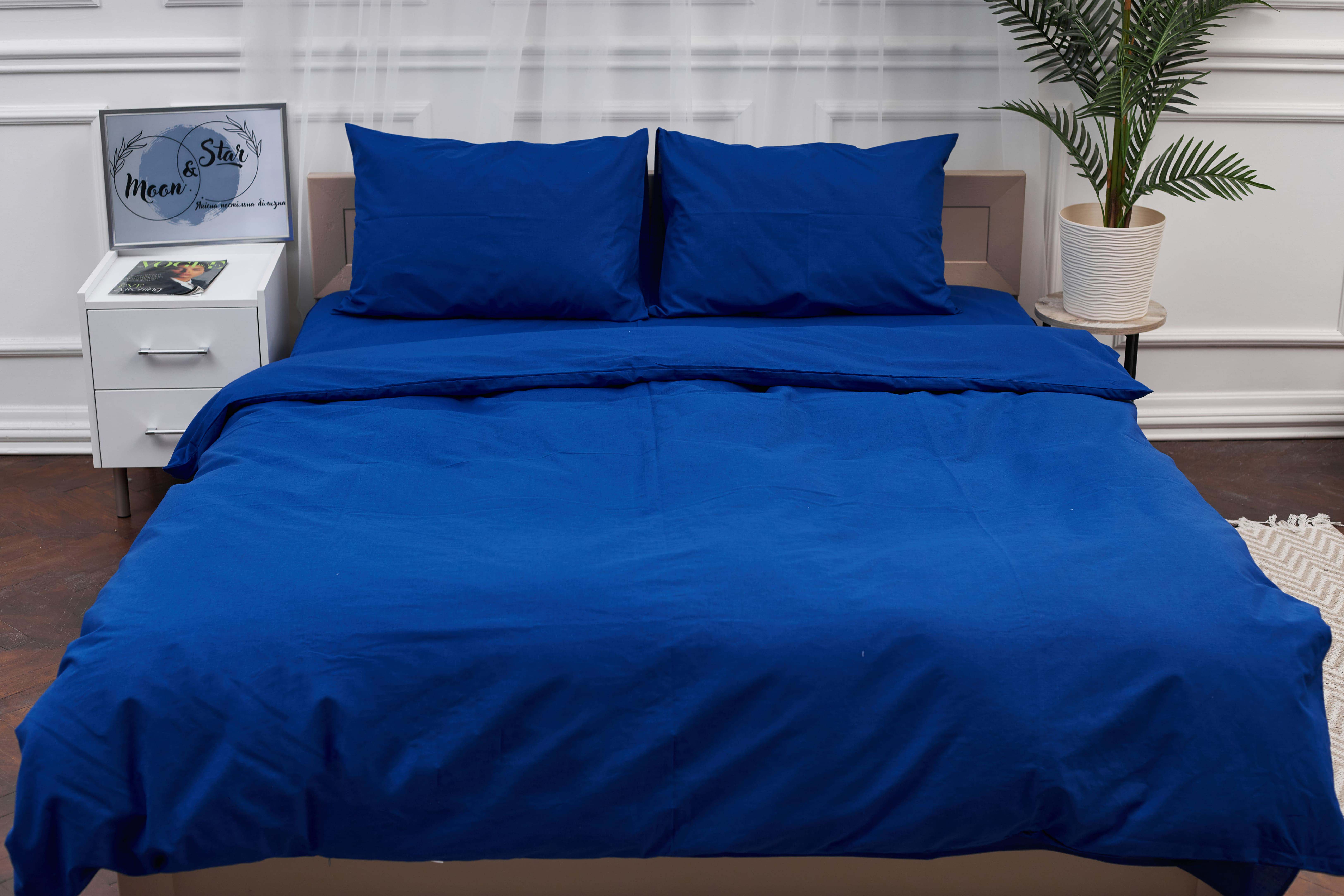 Комплект постельного белья Moon&Star 160х220х2 нав. 2х40х60 Blue Бязь Gold Люкс (MS-820000830) - Фото 1