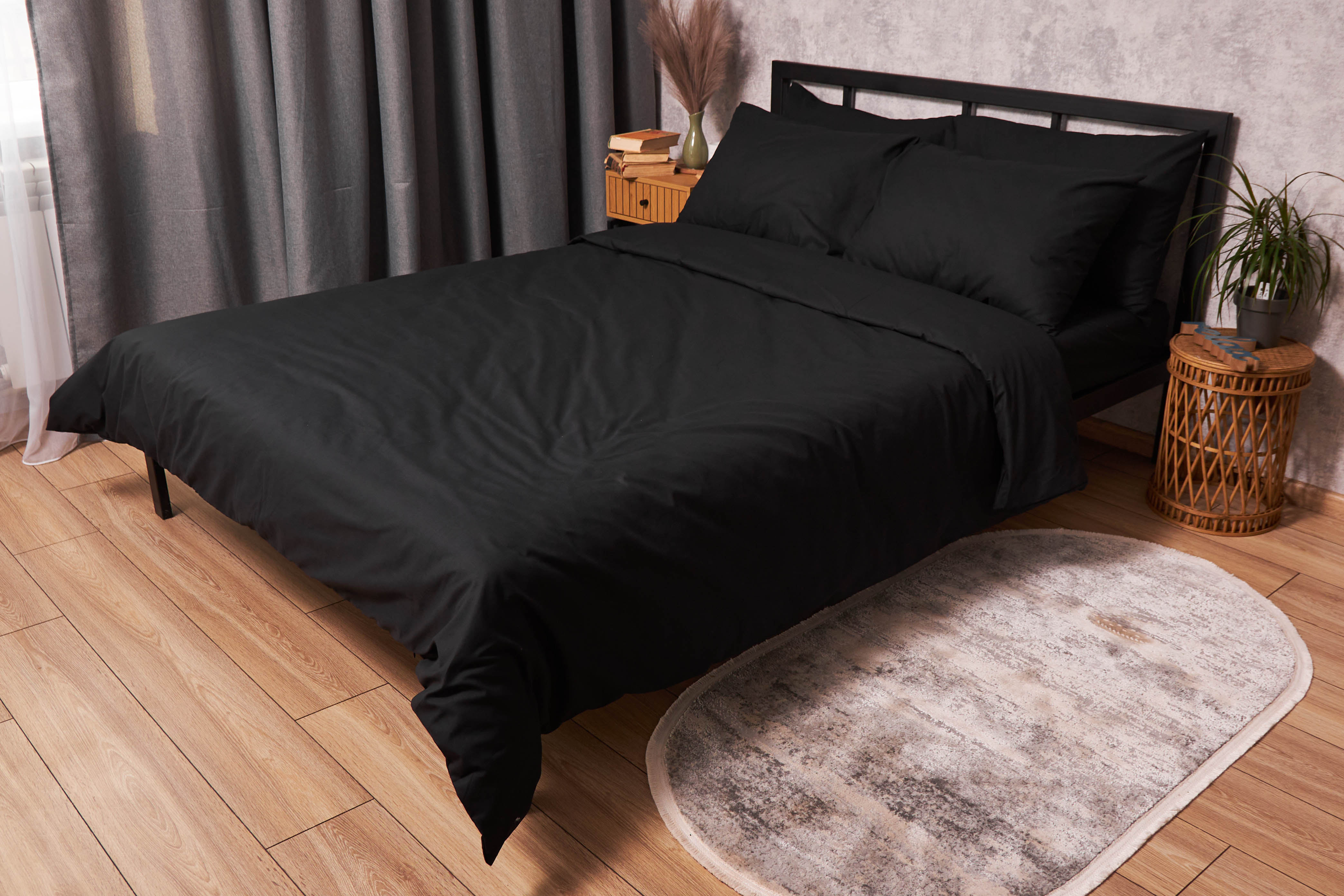 Комплект постільної білизни Moon&Star Бязь Gold Люкс Black 175х210 см нав. 70х70 2 шт. (MS-890000023) - Фото 1