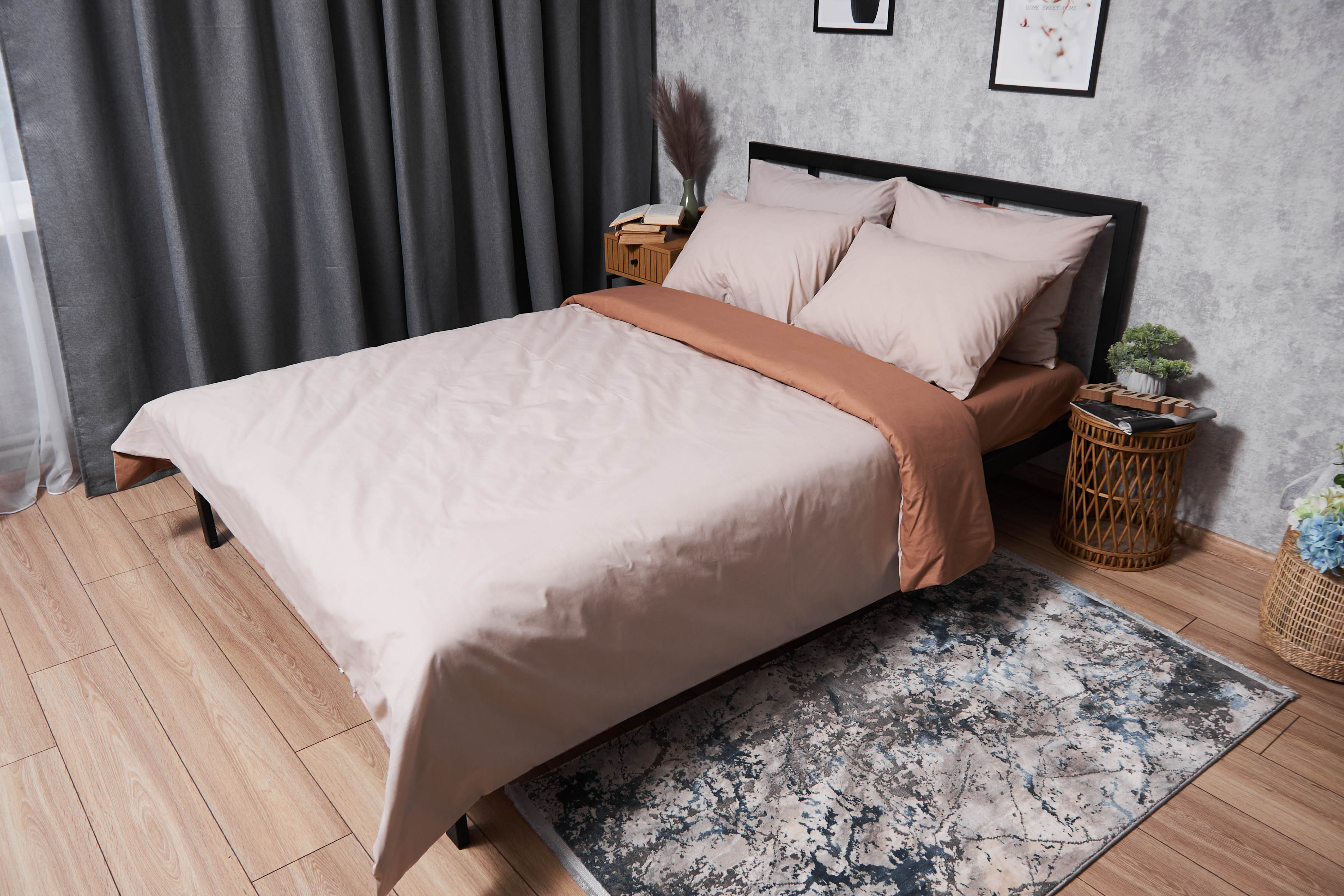 Комплект постельного белья Moon&Star Бязь Gold Люкс Brown Blanc 160х220 нав. 4х70х70 (MS-820004574) - Фото 1
