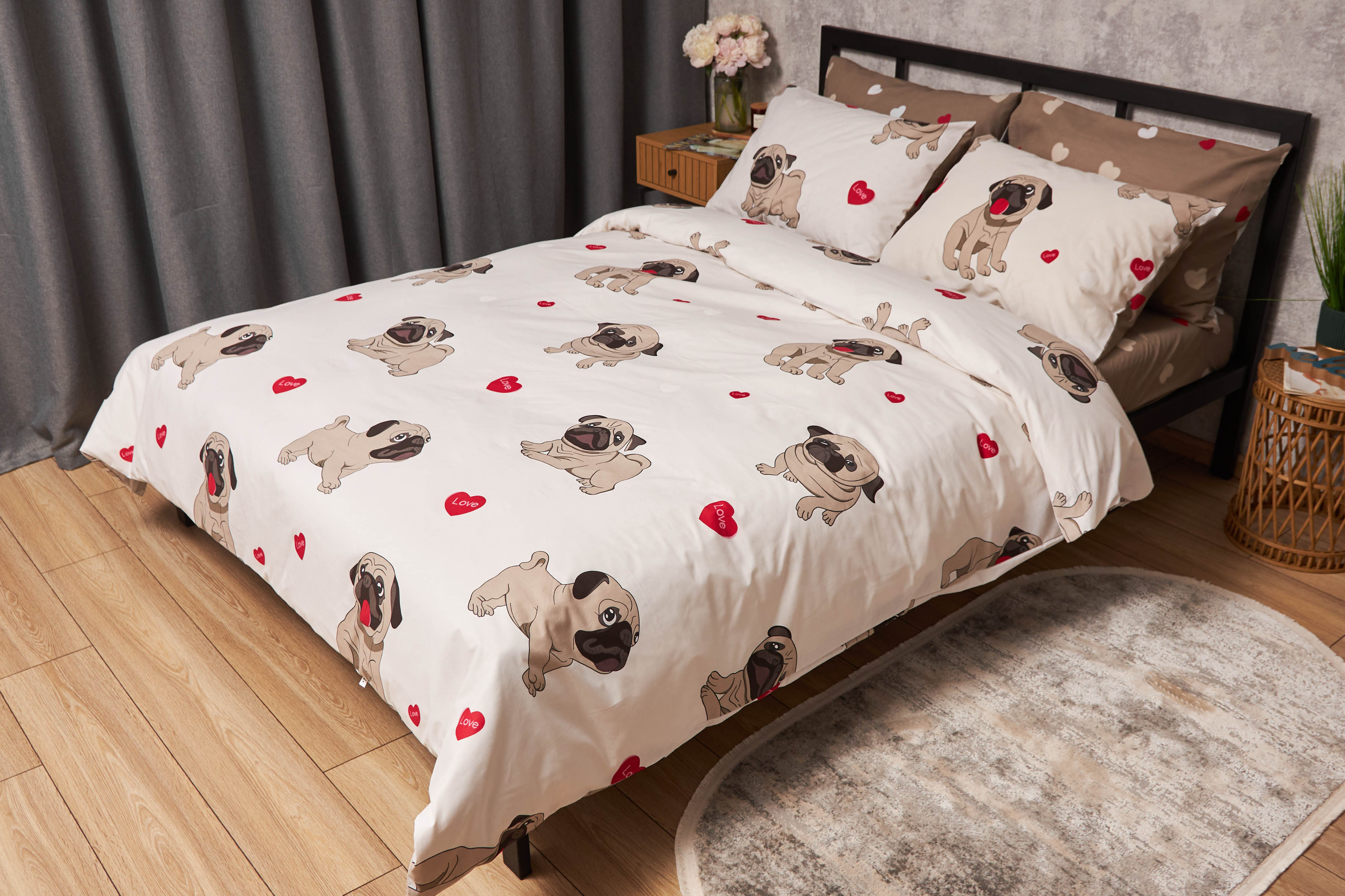 Комплект постельного белья Moon&Star Бязь Gold Люкс Bulldog Love 143х210х2 нав. 2х70х70  (MS-820005732) - Фото 1