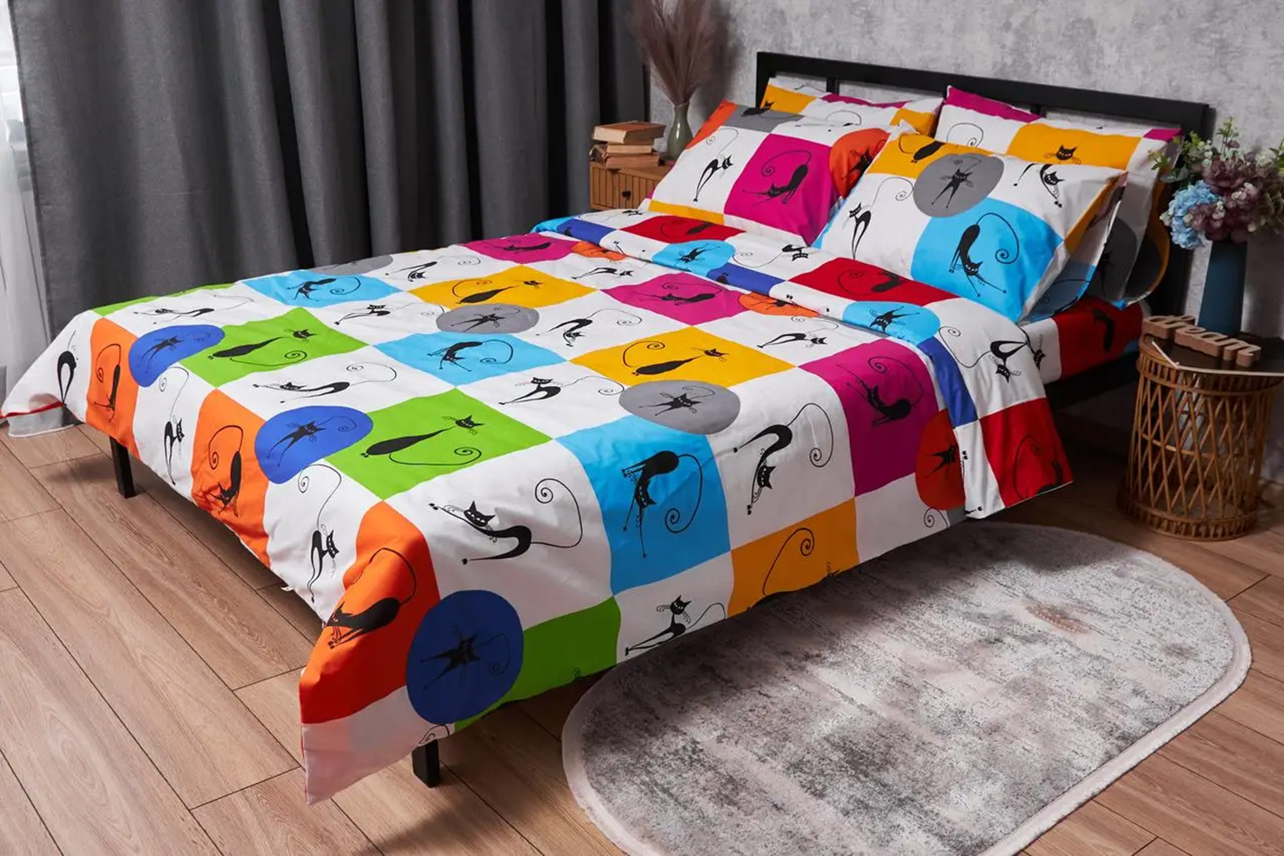 Пододеяльник двуспальный евро Moon&Star Бязь Gold Люкс Cat Brawlers King Size 220x240 см (MS-870000244) - Фото 1