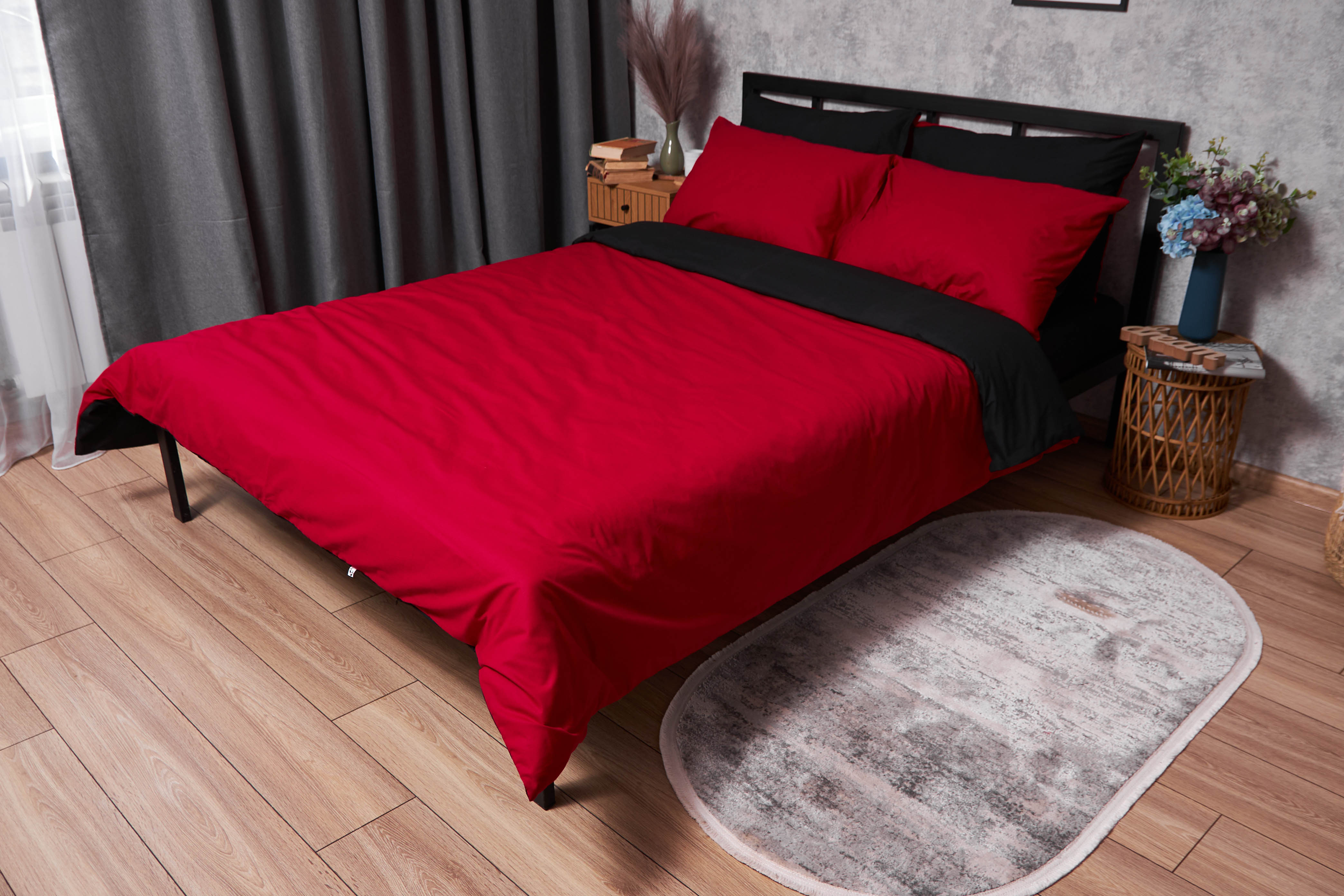Комплект постельного белья Moon&Star Бязь Gold Люкс «Cherry Black» 160х220х2 нав. 2х40х60 (MS-820003180) - Фото 1