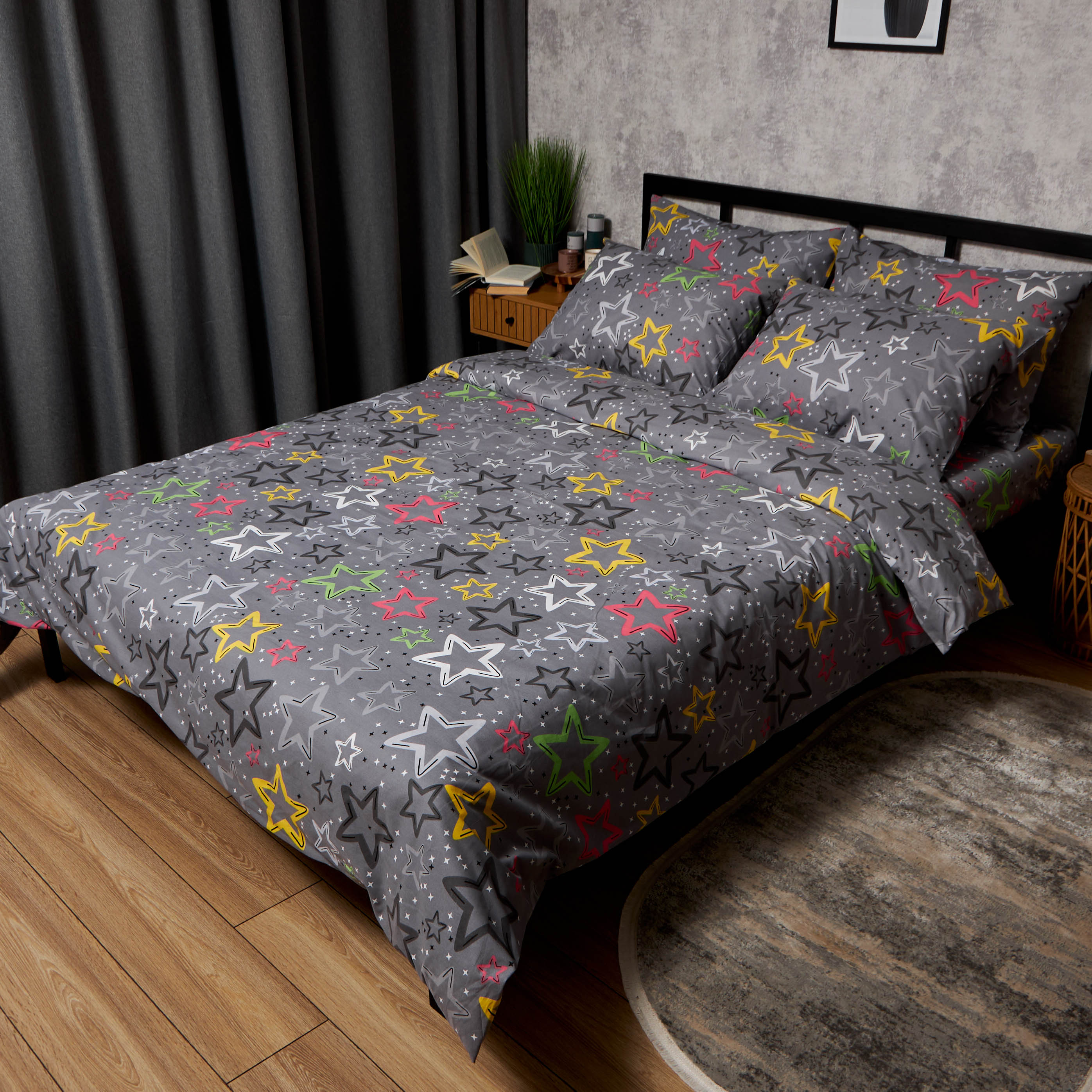 Комплект постільної білизни Moon&Star Бязь Gold Люкс Cosmic Party 175х210 см нав. 70х70 2 шт. (MS-890000188) - Фото 1