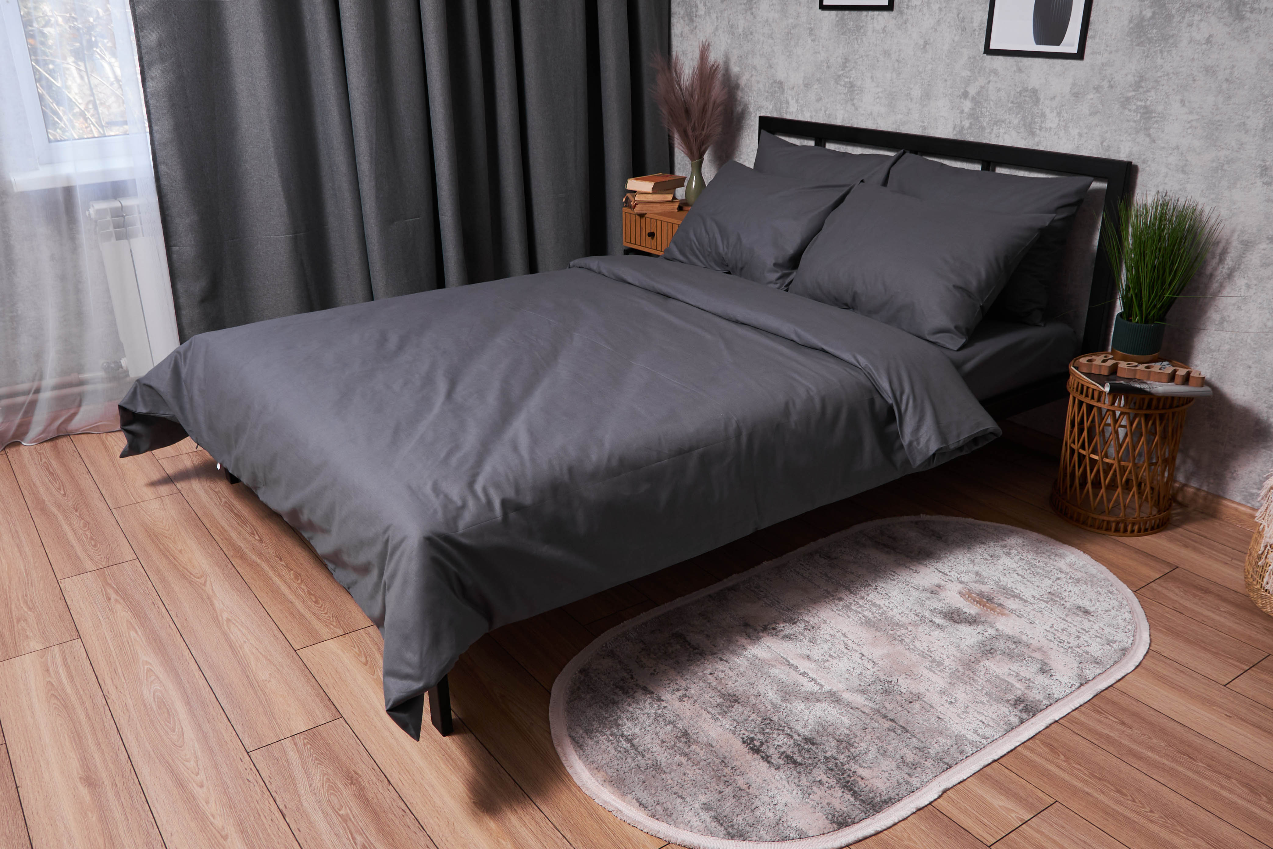 Комплект постільної білизни Moon&Star Бязь Gold Люкс Dark Blue King Size 220x240 (MS-820003188) - Фото 1