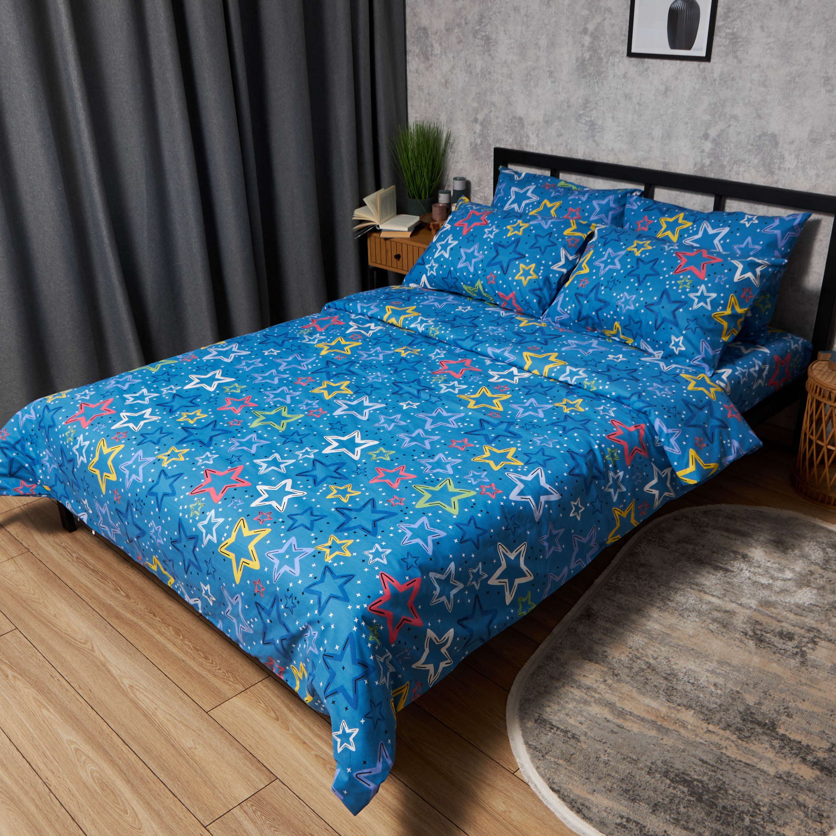 Комплект постельного белья Moon&Star Бязь Gold Люкс Galaxy Dreams 143х210х2 нав. 4х70х70 (MS-820009304) - Фото 1