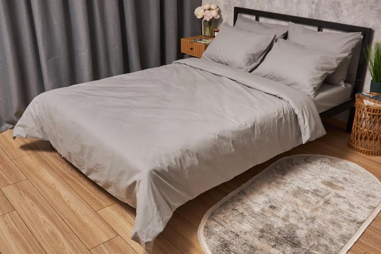 Пододеяльник двуспальный евро Moon&Star Бязь Gold Люкс Gray King Size 220x240 см (MS-870000034) - Фото 1