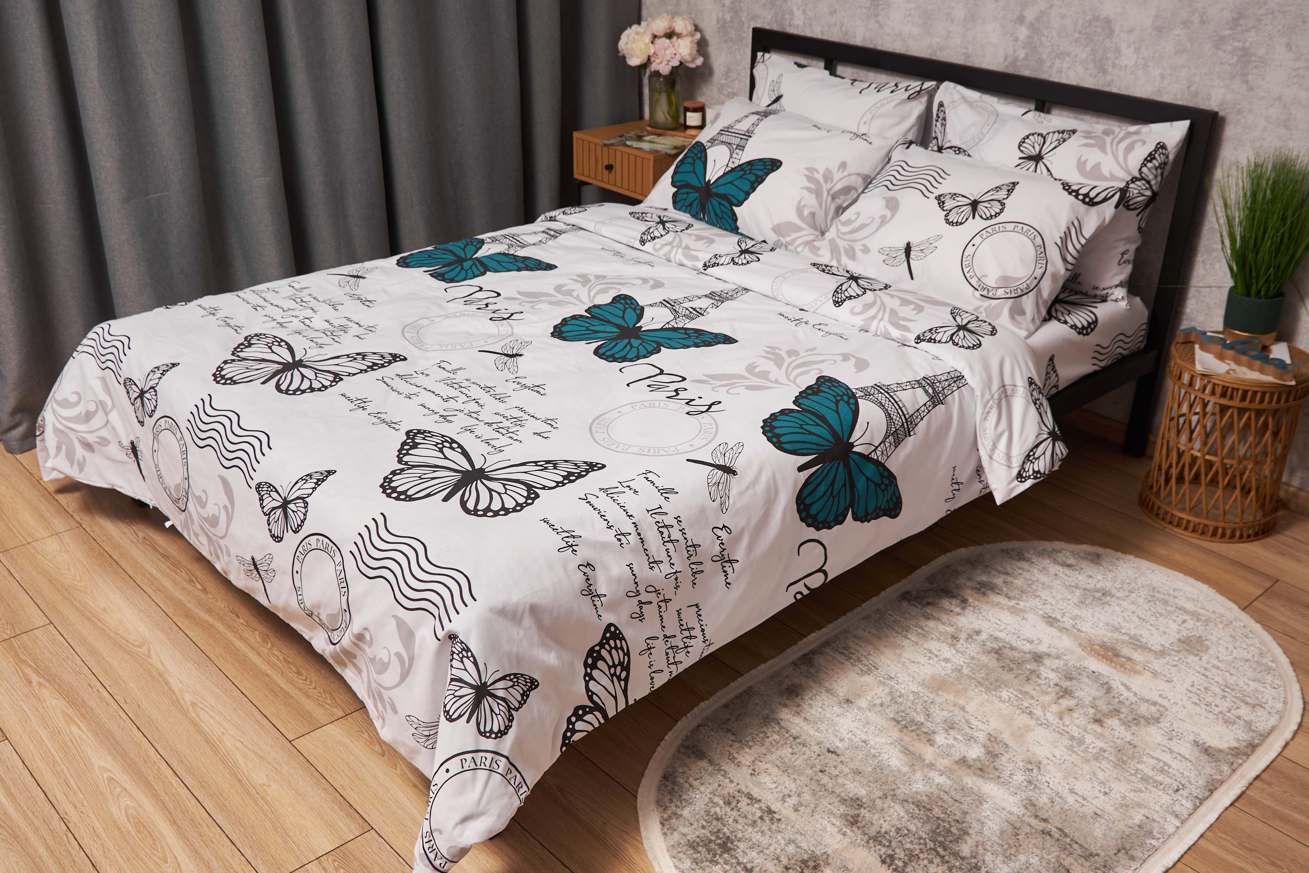 Комплект постільної білизни Moon&Star Бязь Gold Люкс «Green Butterflies» 143х210х2 нав. 4х70х70 (MS-820005699) - Фото 1