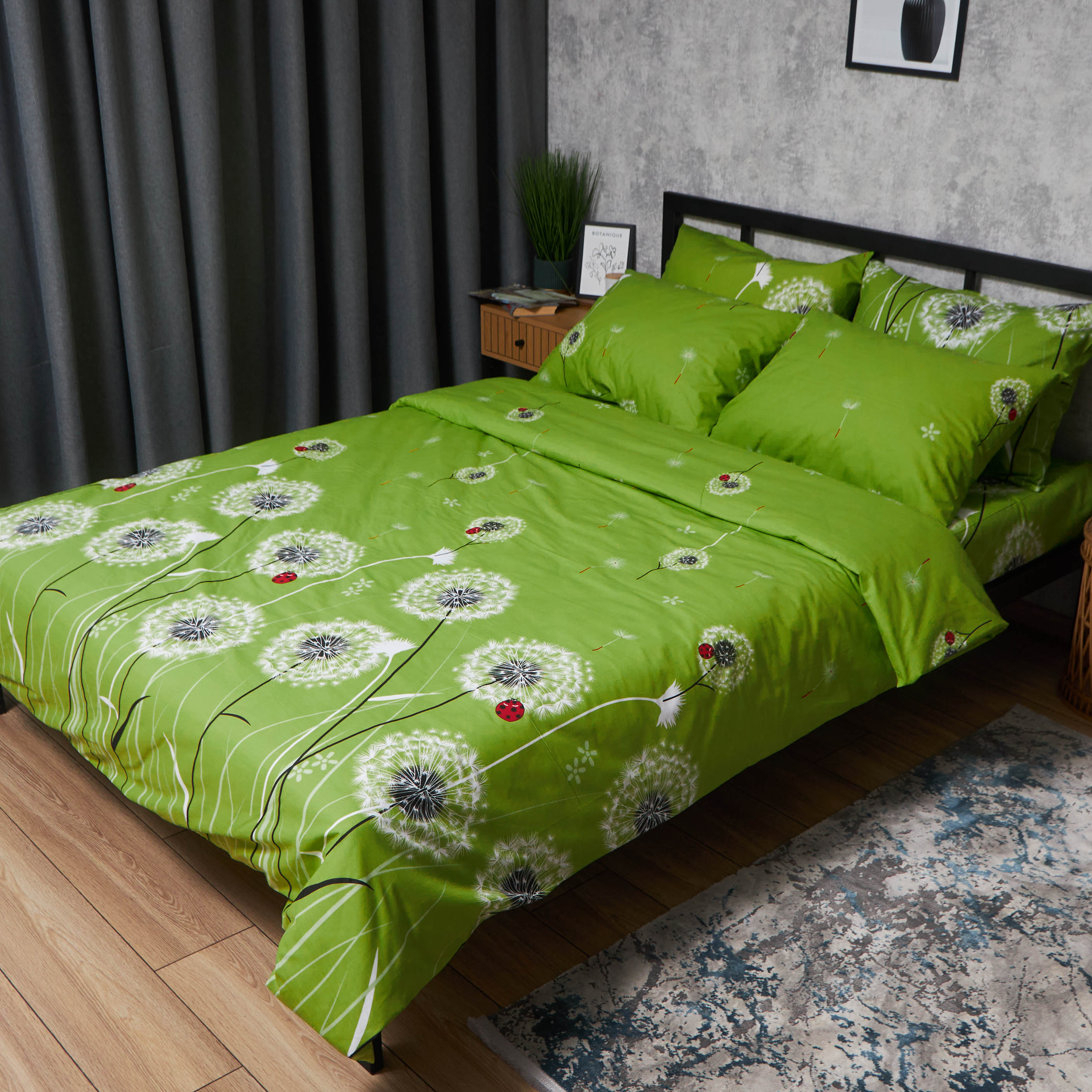 Комплект постільної білизни Moon&Star Бязь Gold Люкс «Green Harmony» 143х210х2 нав. 2х70х70 (MS-820006397) - Фото 1