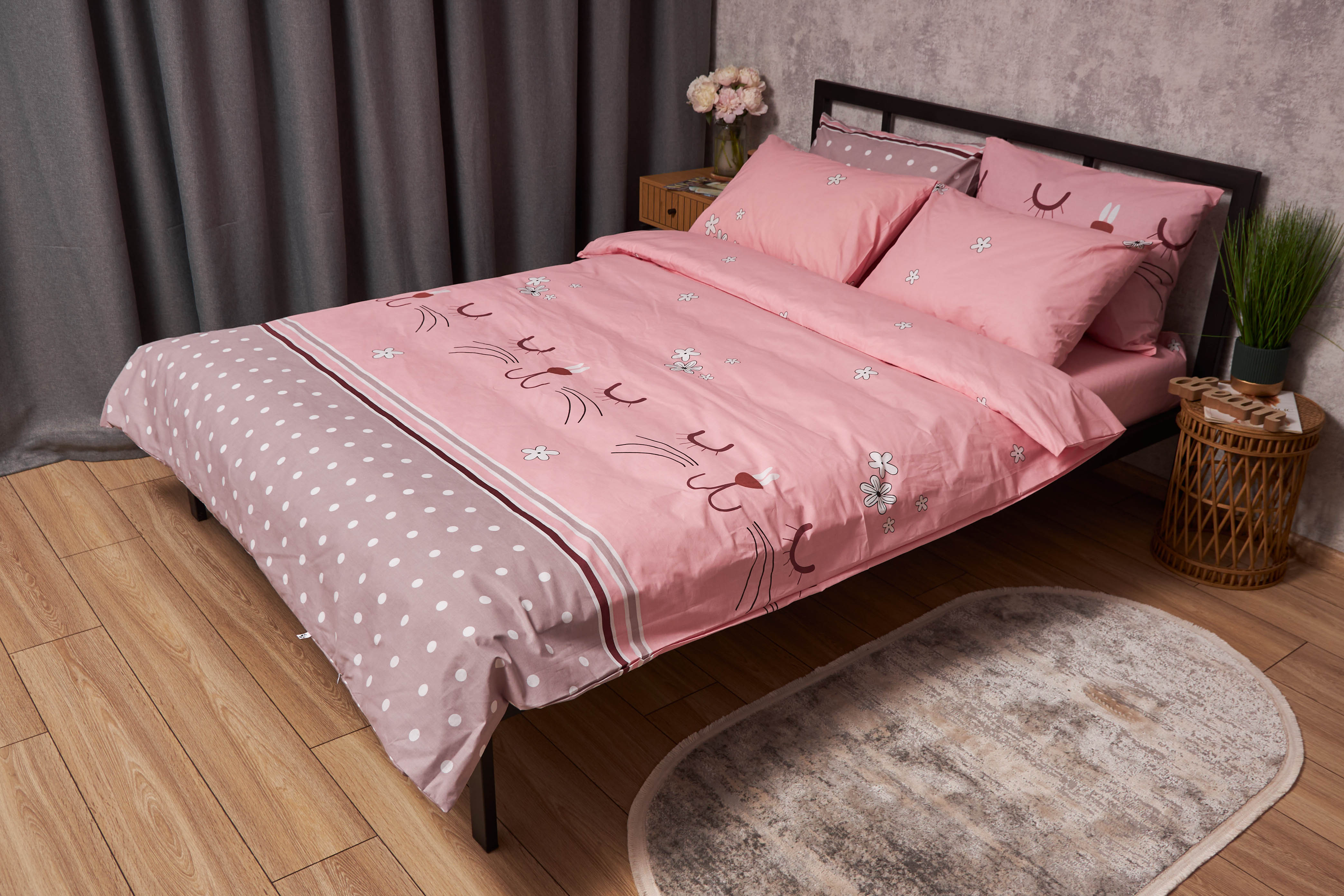 Комплект постільної білизни Moon&Star Бязь Gold Люкс «Hares» 160х220х2 нав. 4х70х70  (MS-820005354) - Фото 1