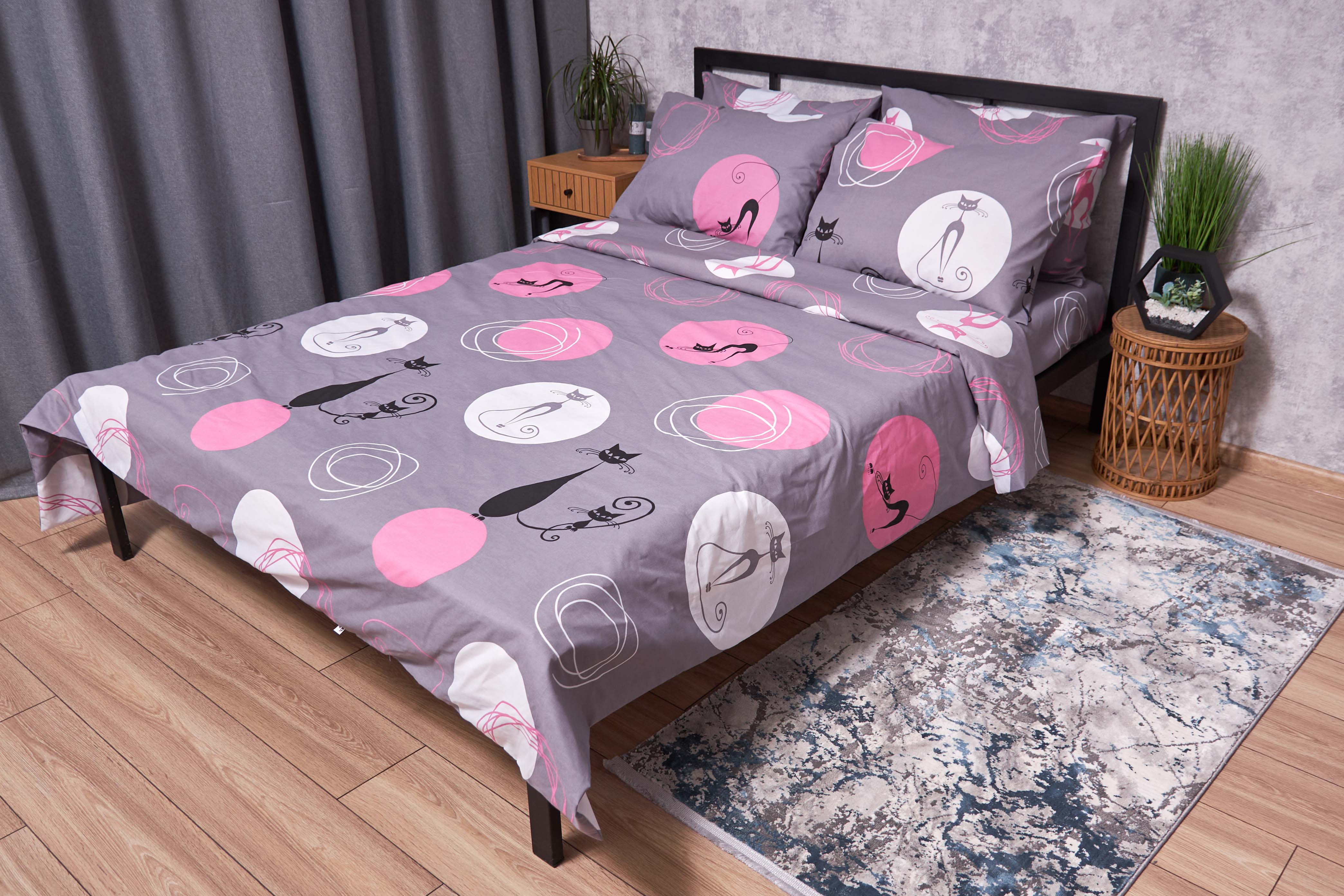 Комплект постельного белья Moon&Star Бязь Gold Люкс Mauve Cats 143х210х2 нав. 2х70х70 (MS-820002640) - Фото 1